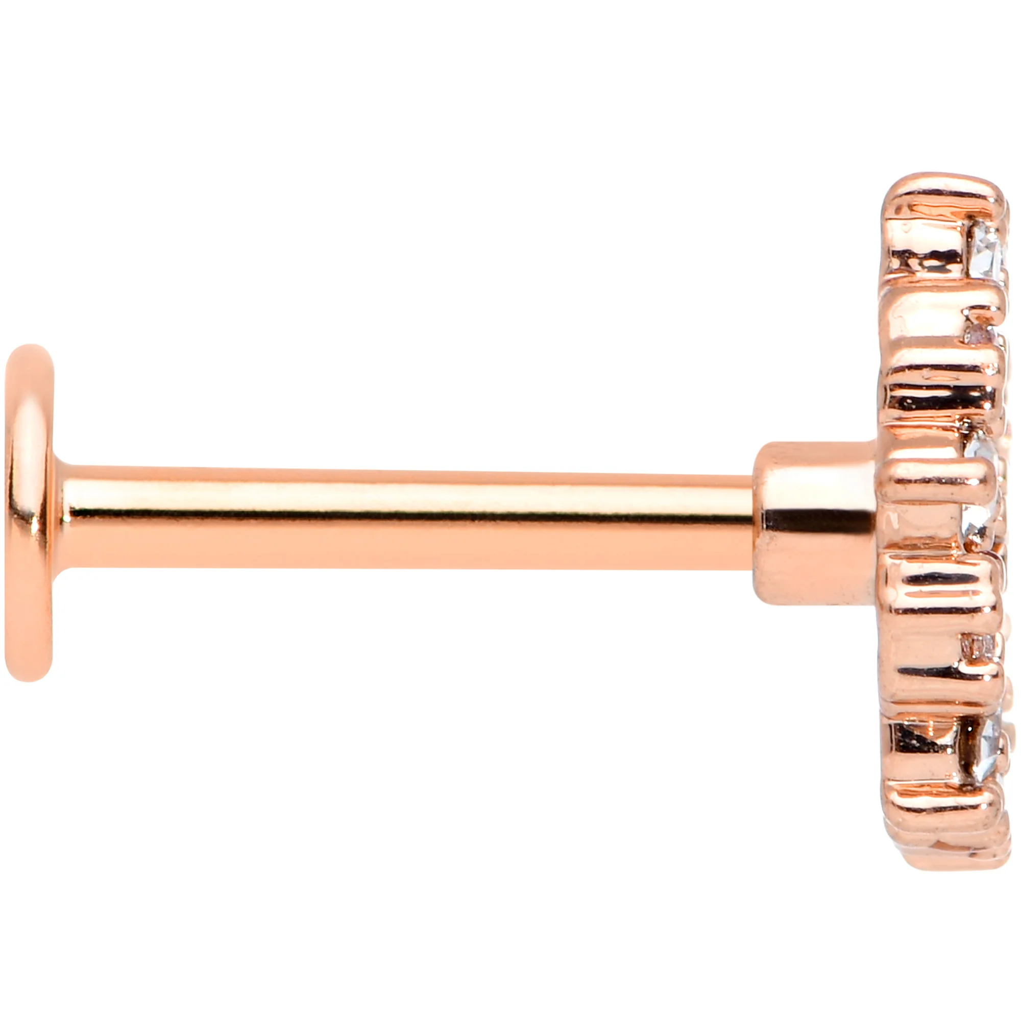 16G 5/16 Clear CZ Gem Rose Gold Tone Geometric Web Labret Tragus - Image 3