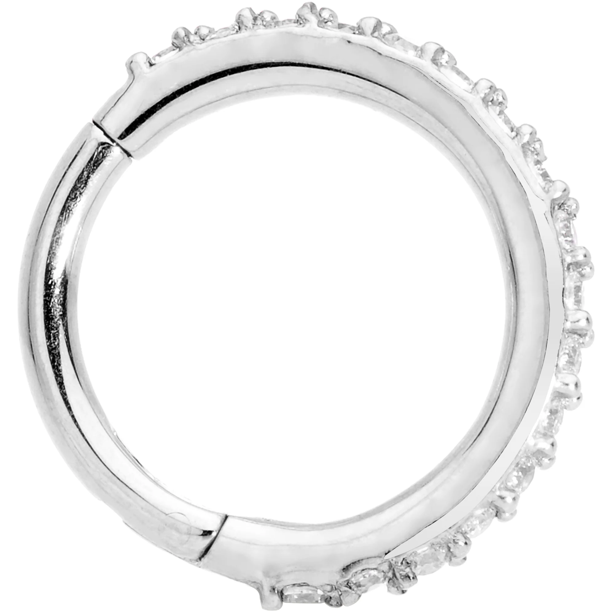 16G 5/16 Clear CZ Gem Stainless Steel Hinged Segment Ring - Image 3