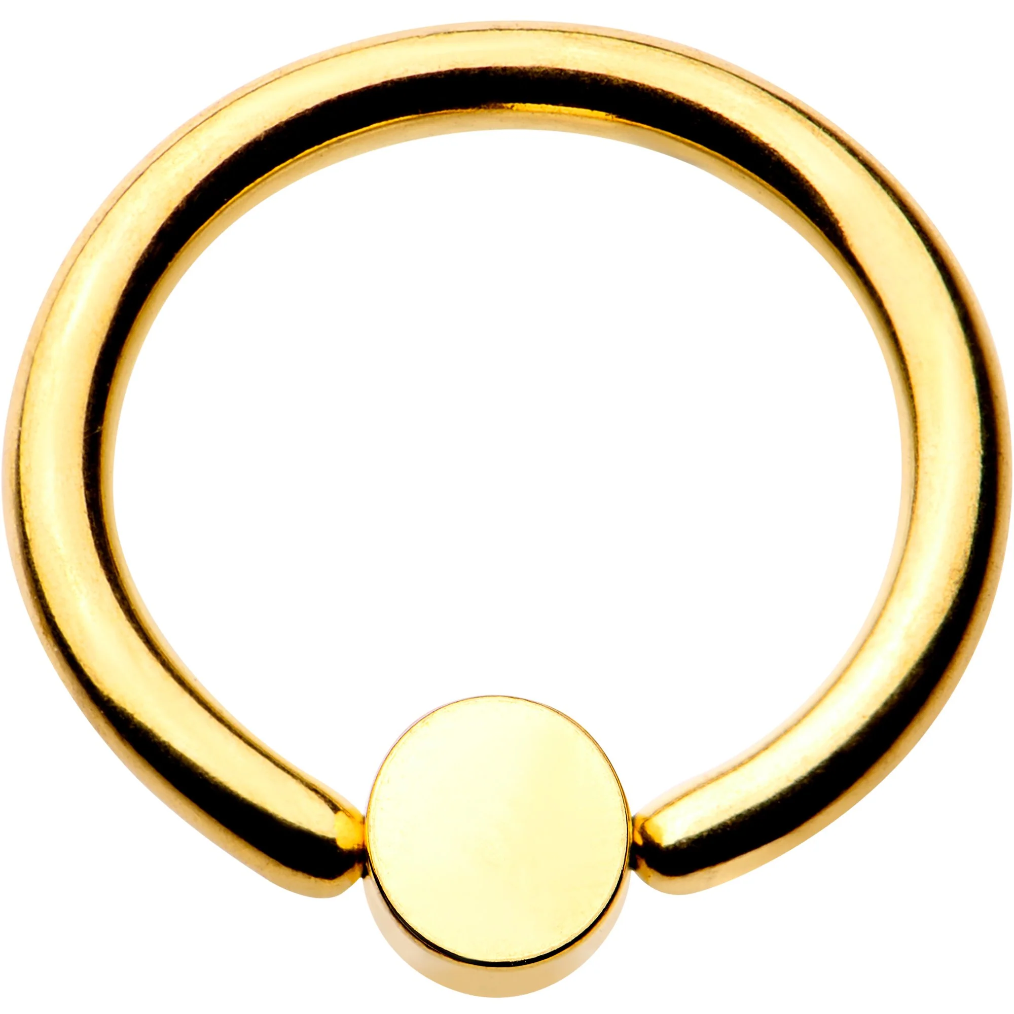 16G 5/16 Clear Gem 3mm Disc Gold IP BCR Captive Ring - Image 2