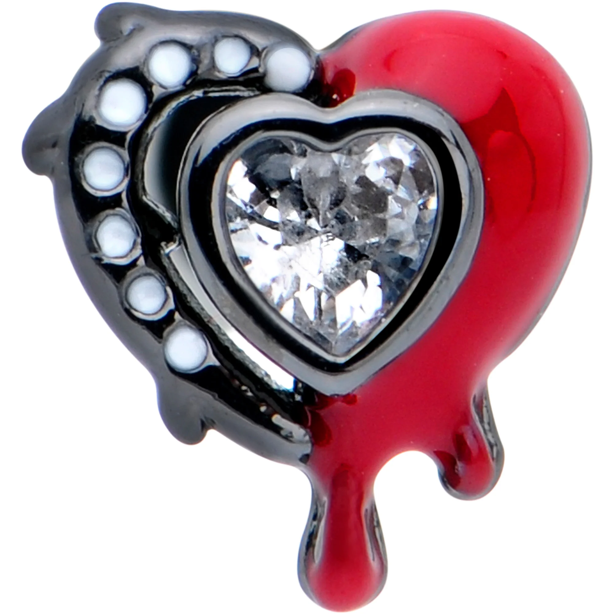 16G 5/16 Clear Gem Black Bleeding Heart Labret Monroe Tragus - Image 2