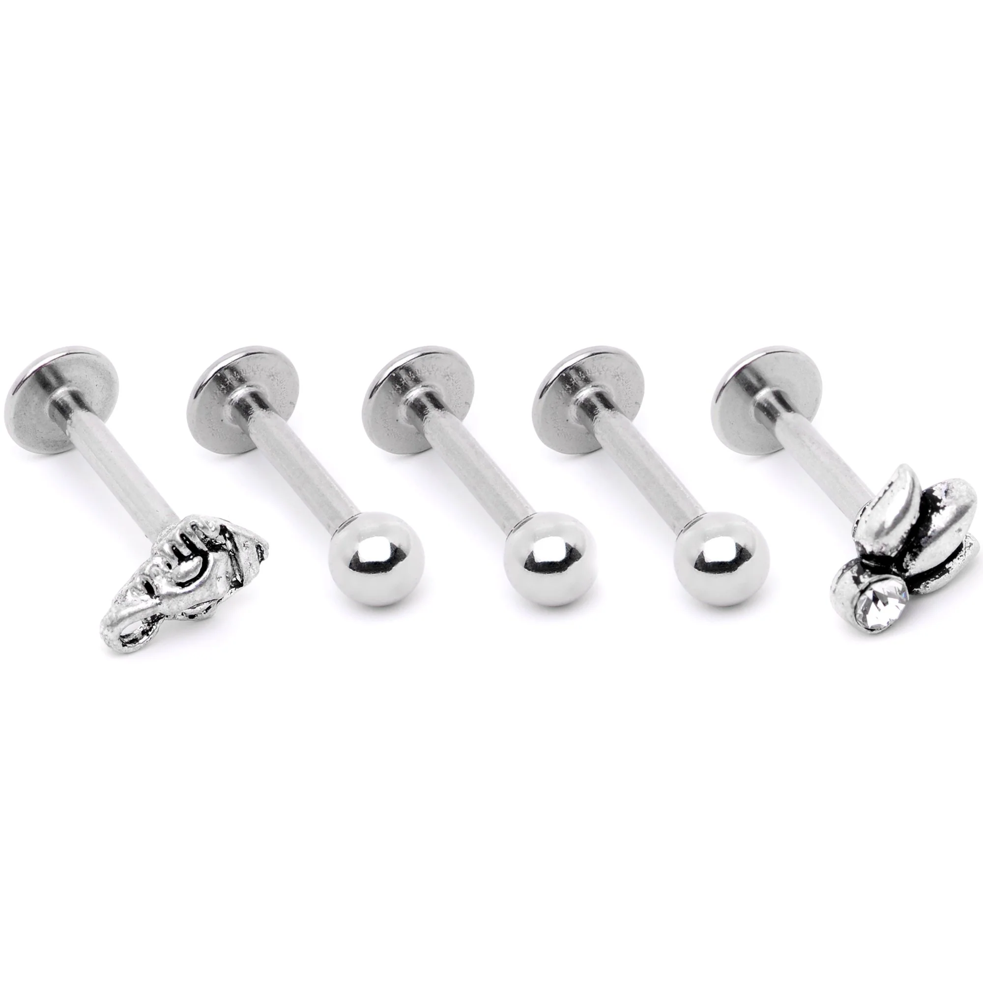 16G 5/16 Clear Gem Lotus Flower Elephant Cartilage Tragus Earring Set - Image 3