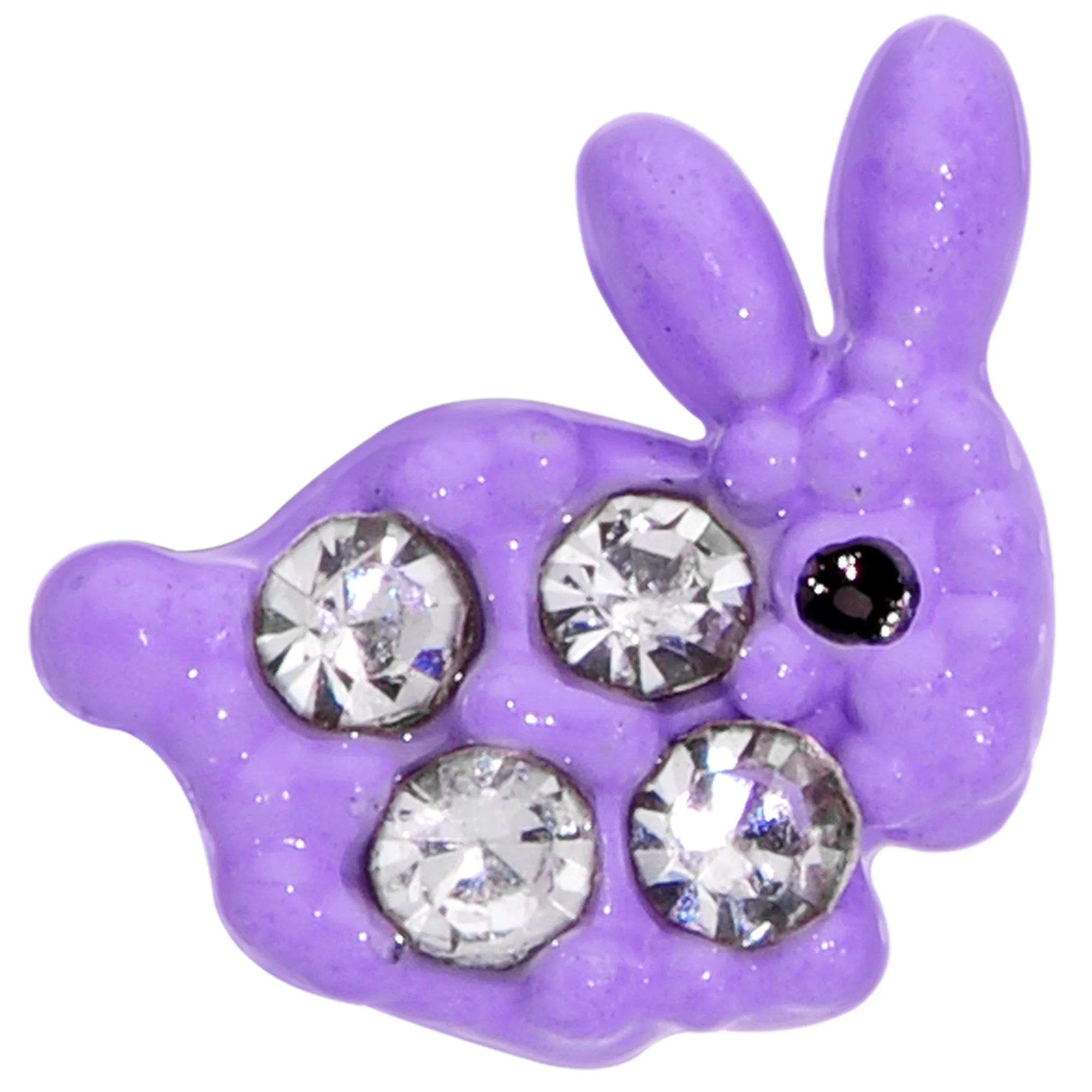 16G 5/16 Clear Gem Purple Easter Bunny Labret Monroe Tragus - Image 3