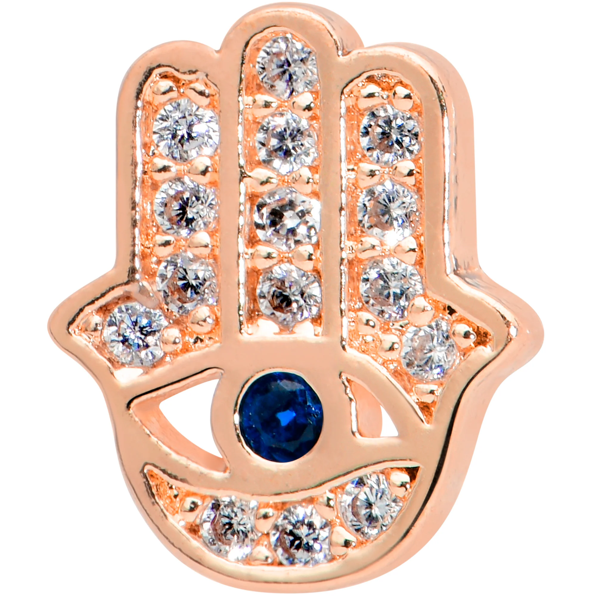 16G 5/16 Clear Gem Rose Gold Tone Eye Hamsa Labret Monroe Tragus - Image 2