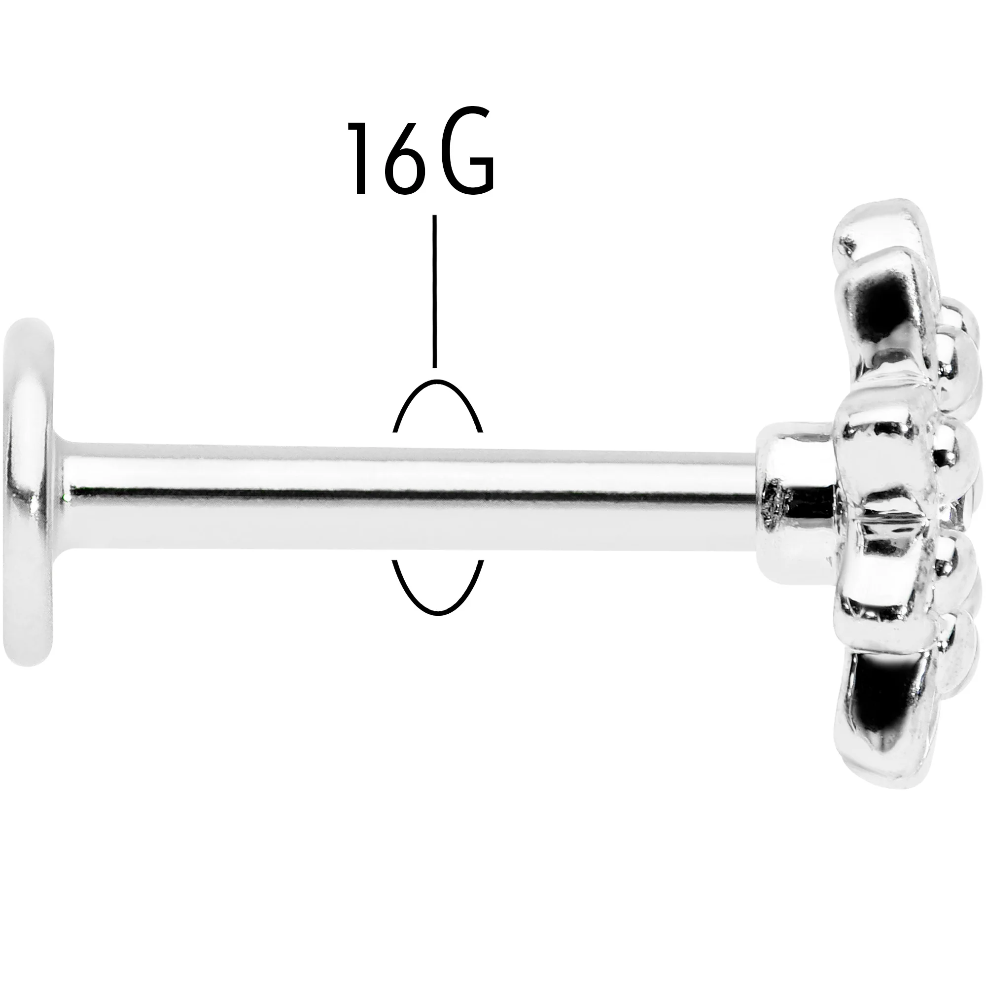 16G 5/16 Clear Gem Starry Flower Labret Monroe Tragus - Image 5