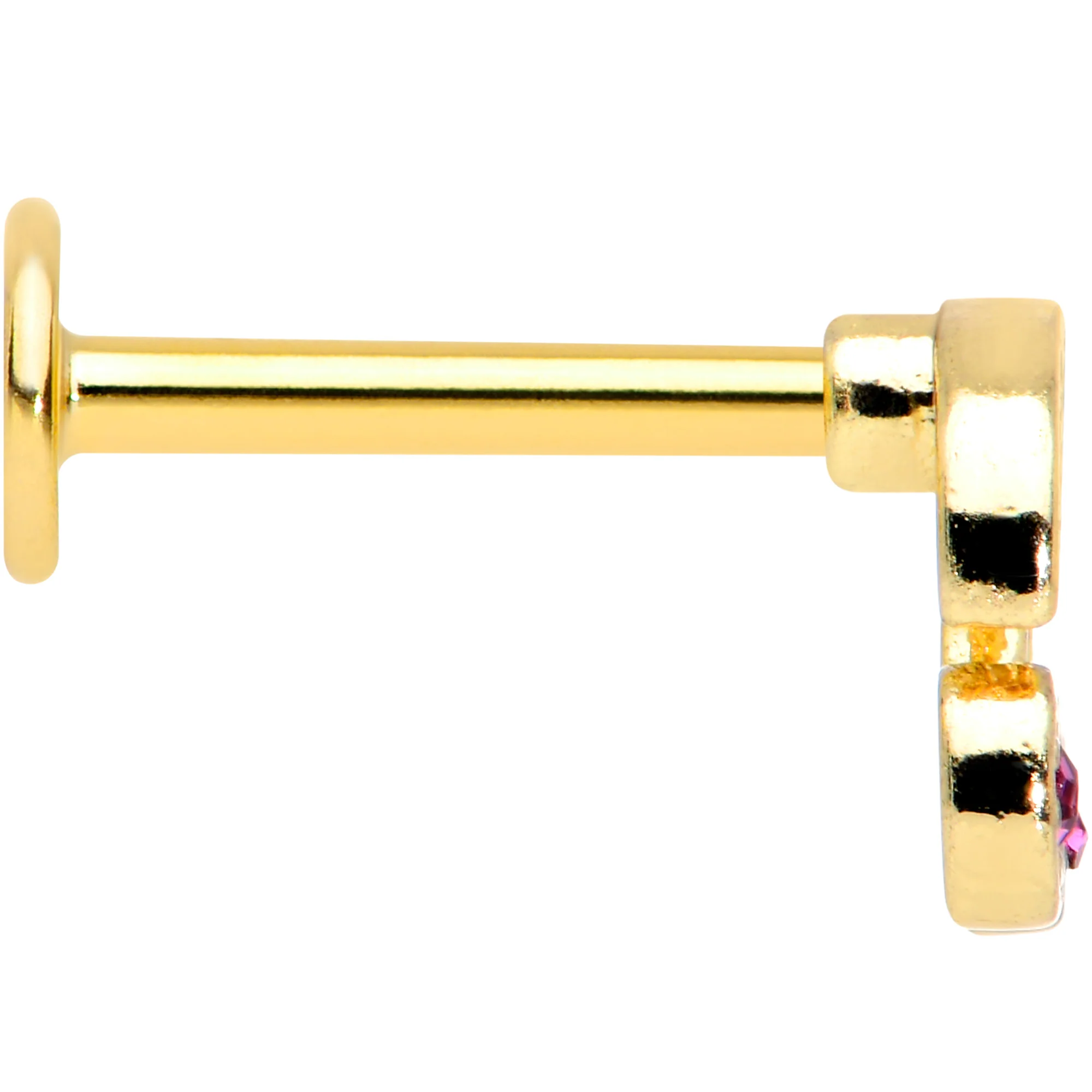 16G 5/16 Clear Purple Gem Gold Tone Very Cherry Labret Tragus - Image 3
