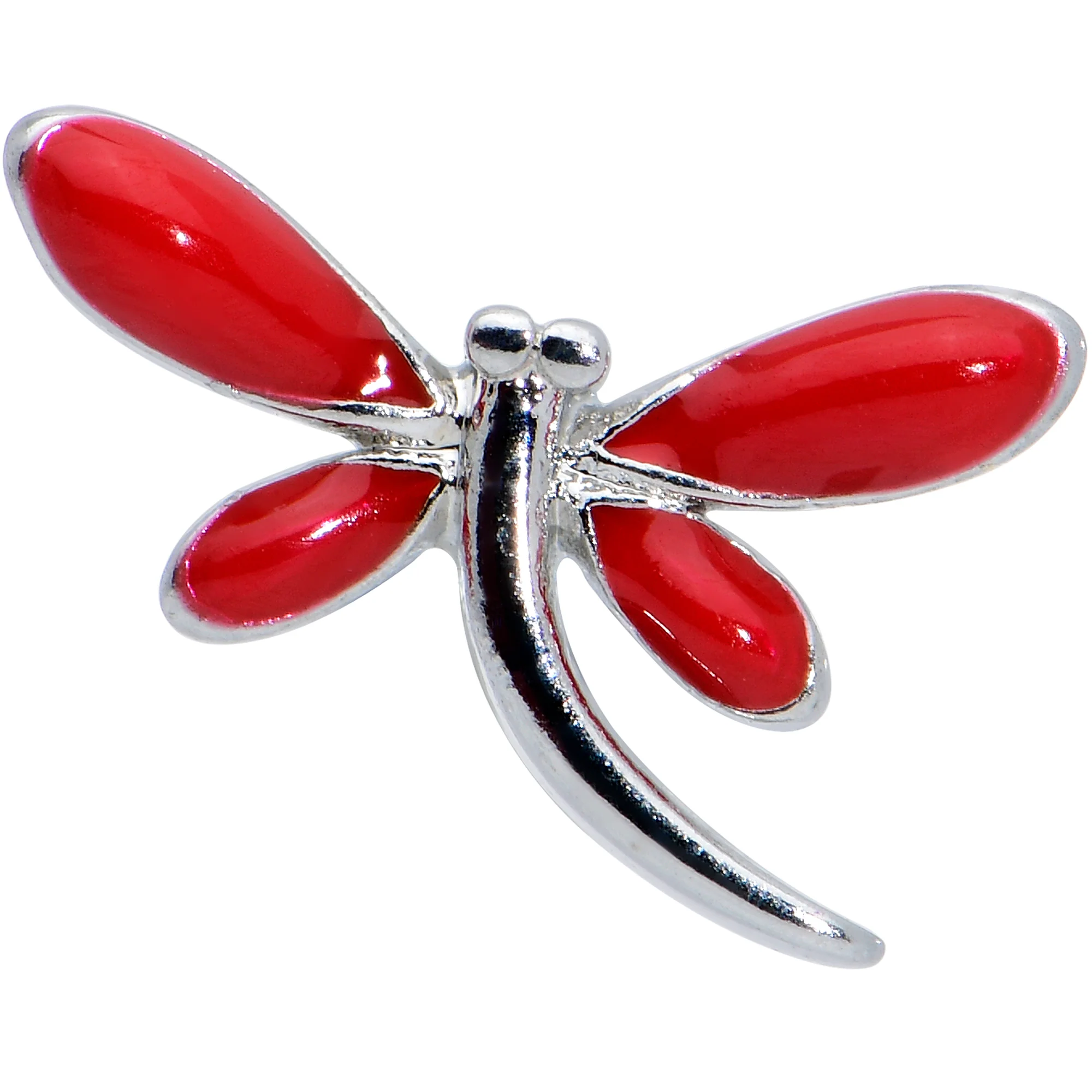 16G 5/16 Dragonfly Red Wings Internally Threaded Labret Tragus - Image 2