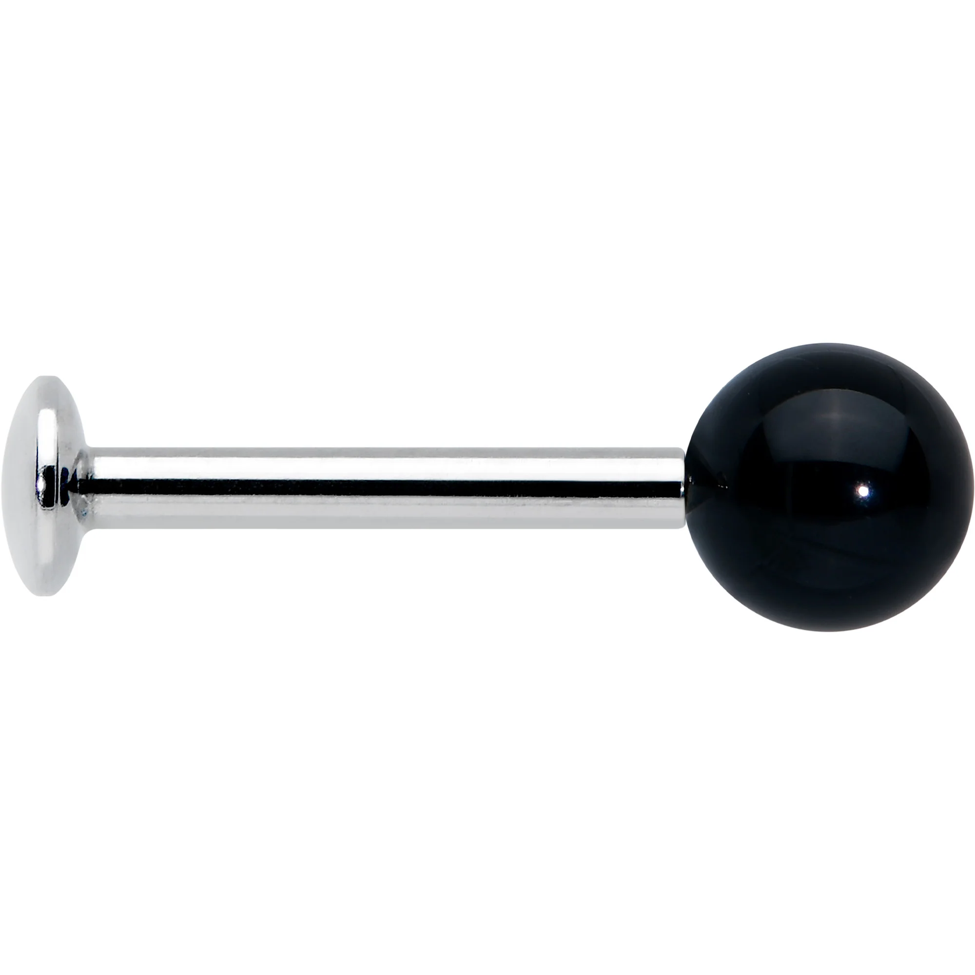 16G 5/16 Elegant Black Agate Internally Threaded Labret Tragus - Image 3