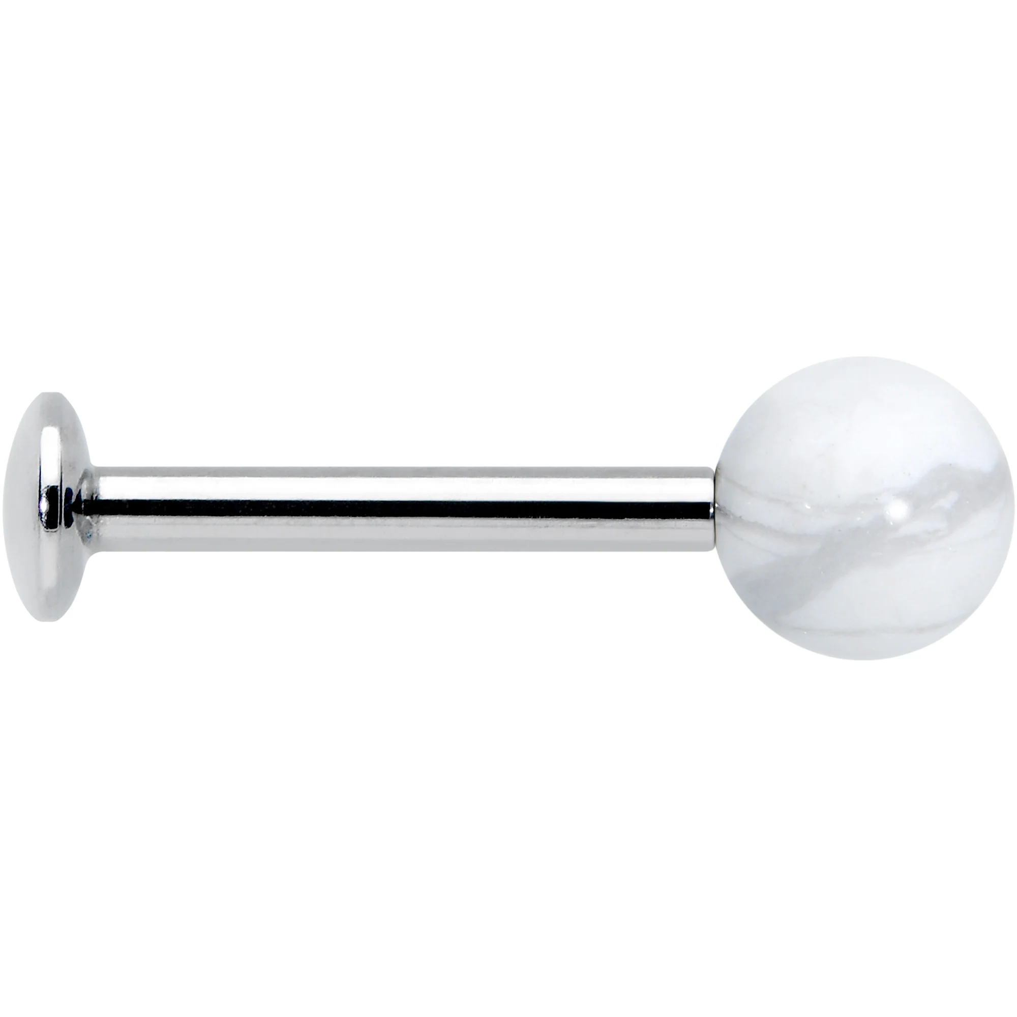 16G 5/16 Elegant White Howlite Internally Threaded Labret Tragus - Image 3