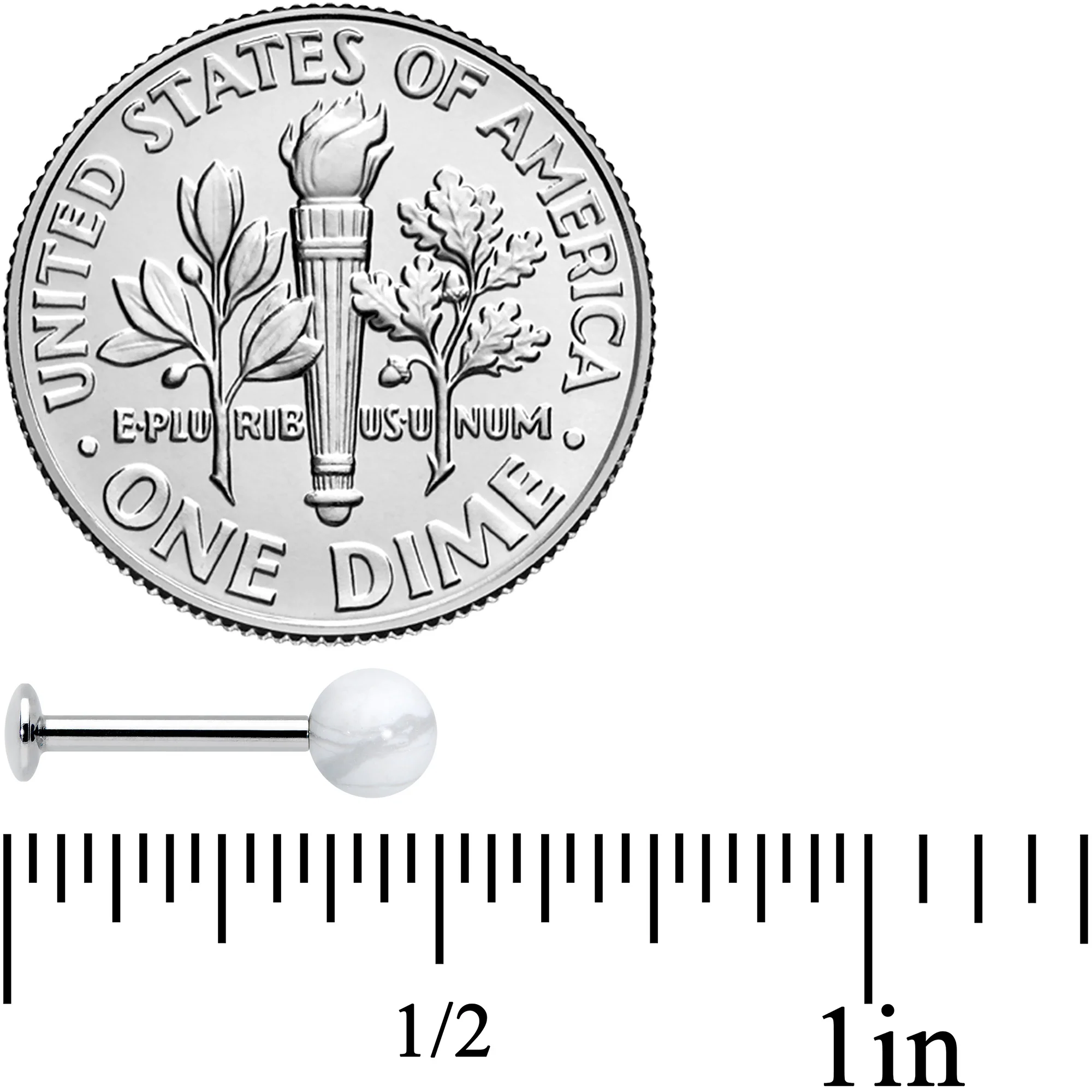 16G 5/16 Elegant White Howlite Internally Threaded Labret Tragus - Image 5