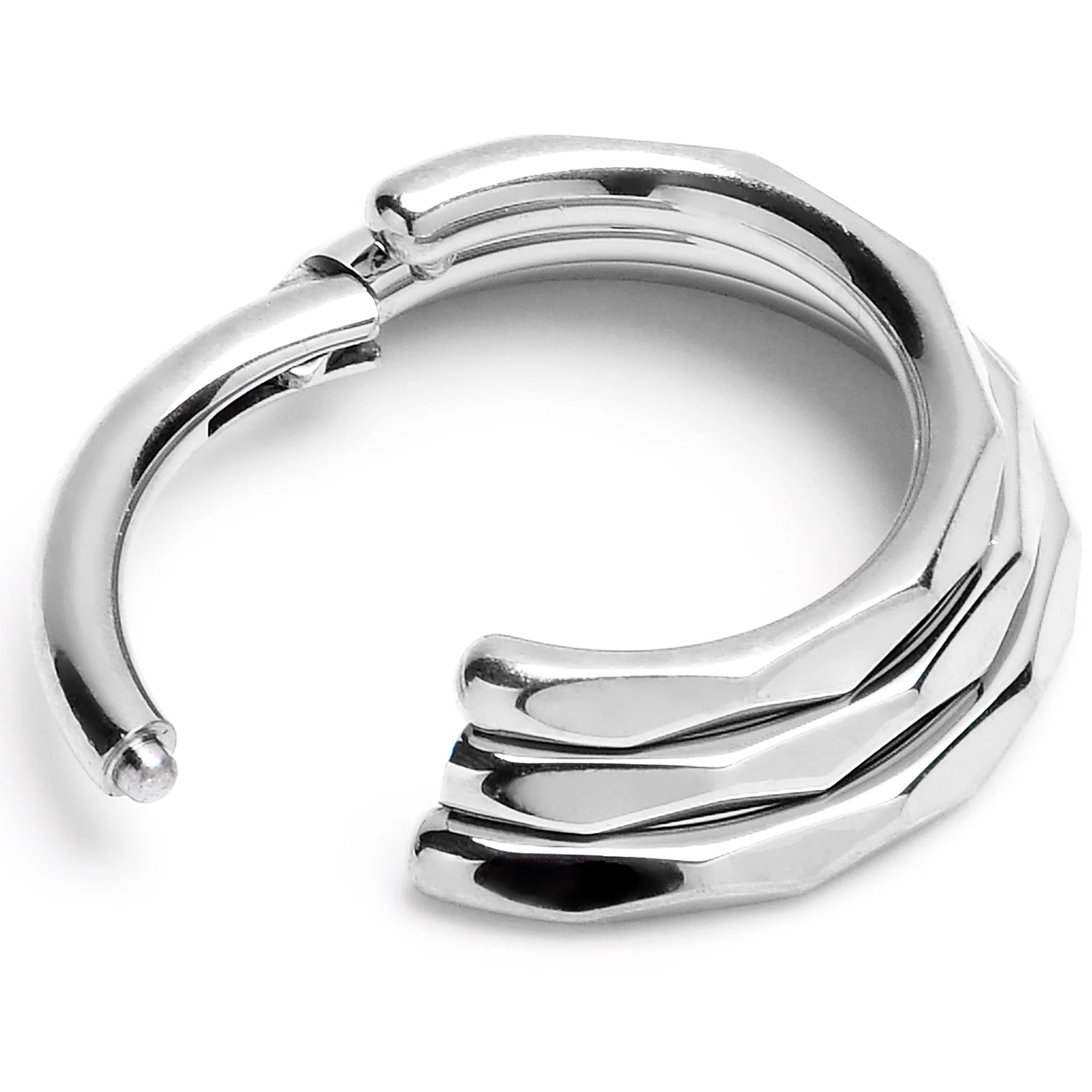 16G 5/16 Faceted Triple Stack Hoop Titanium Hinged Segment Ring - Image 2