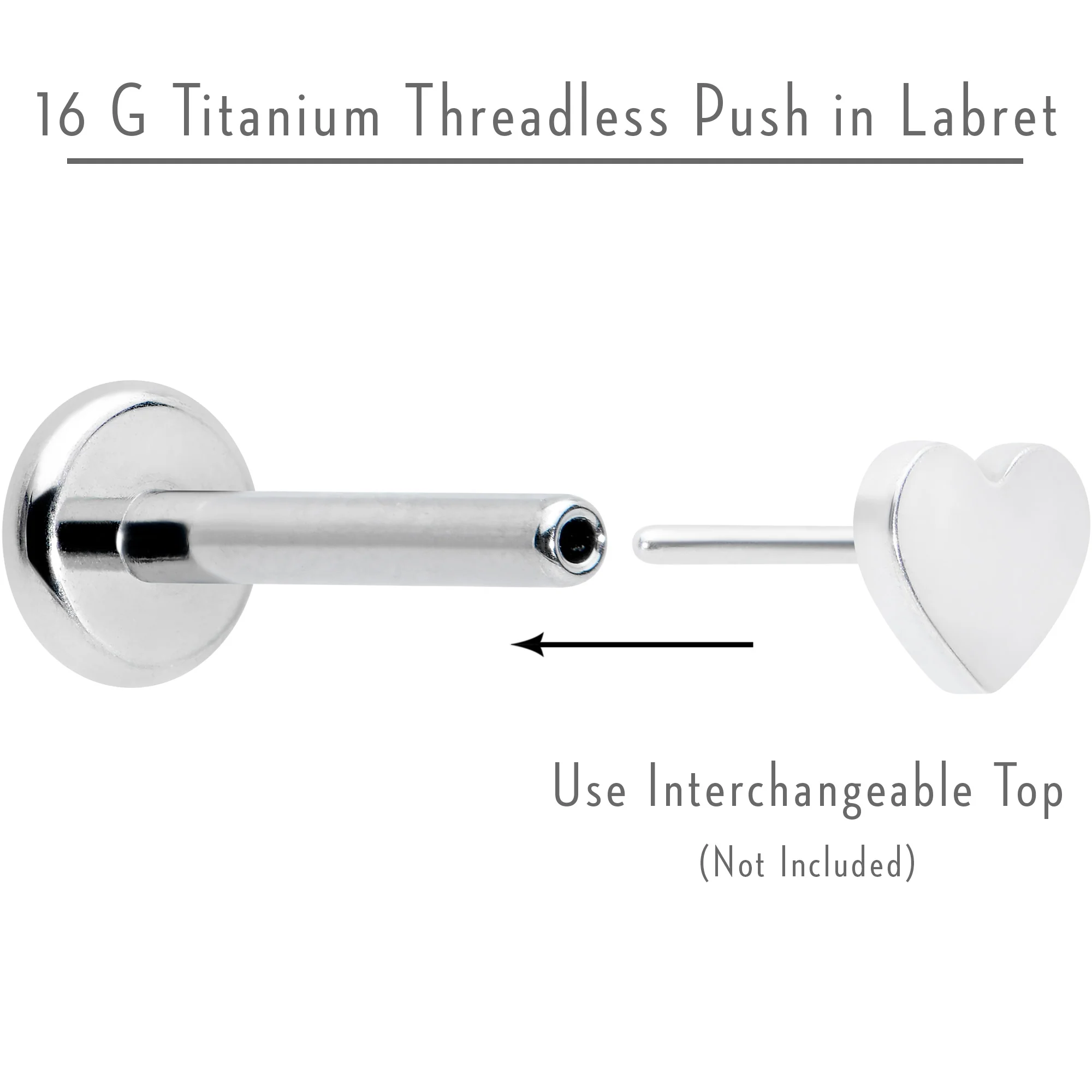 16G 5/16 G23 Titanium Threadless Post Only Labret Monroe Tragus - Image 4
