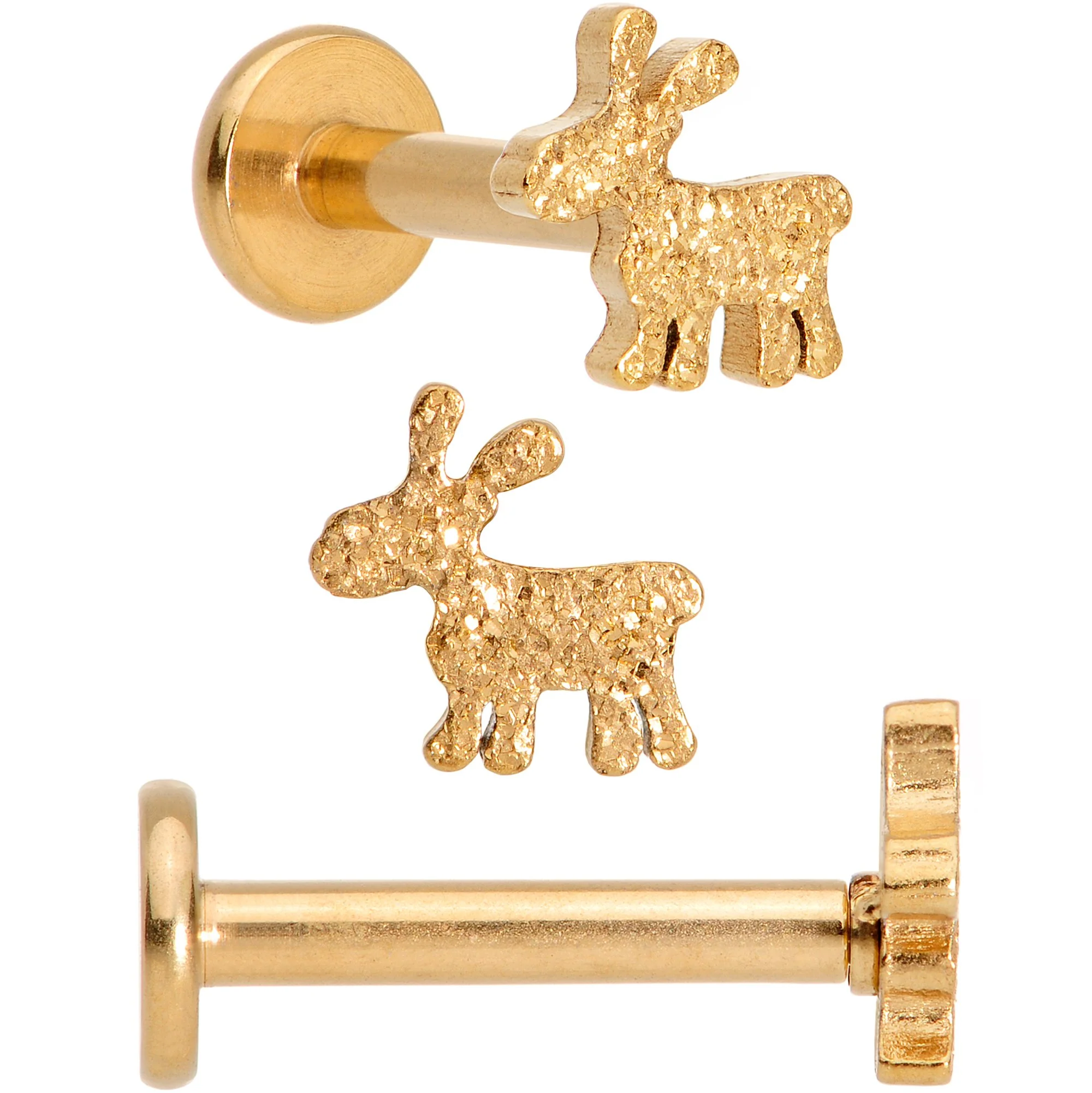 16G 5/16 Gem Gold Tone Holiday Cartilage Tragus Earring Set of 3 - Image 5