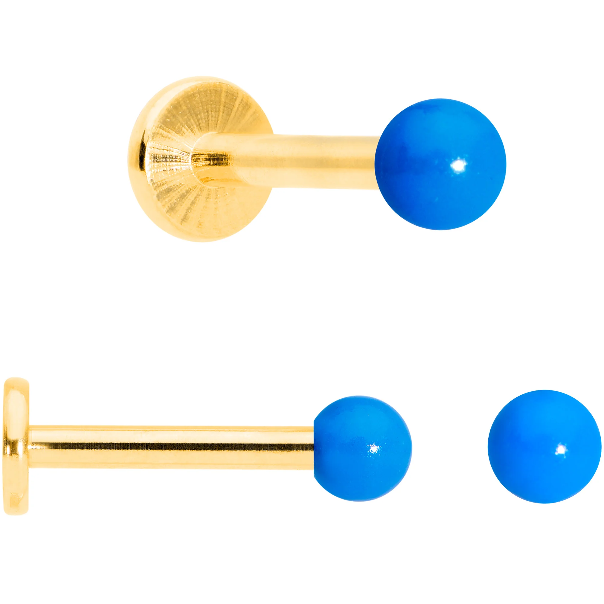 16G 5/16 Gold Tone Blue Glow Star Heart Labret Set of 3 - Image 5