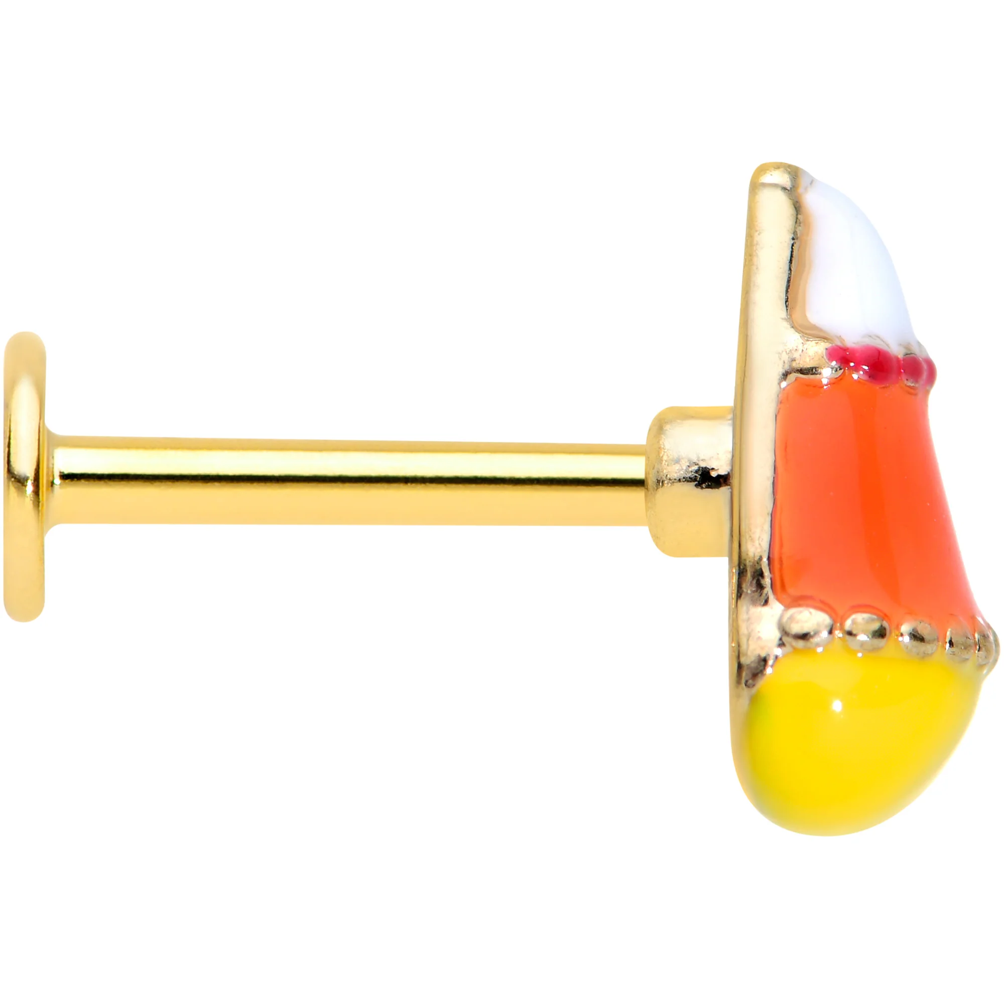 16G 5/16 Gold Tone Candy Corn Halloween Labret Monroe Tragus - Image 3