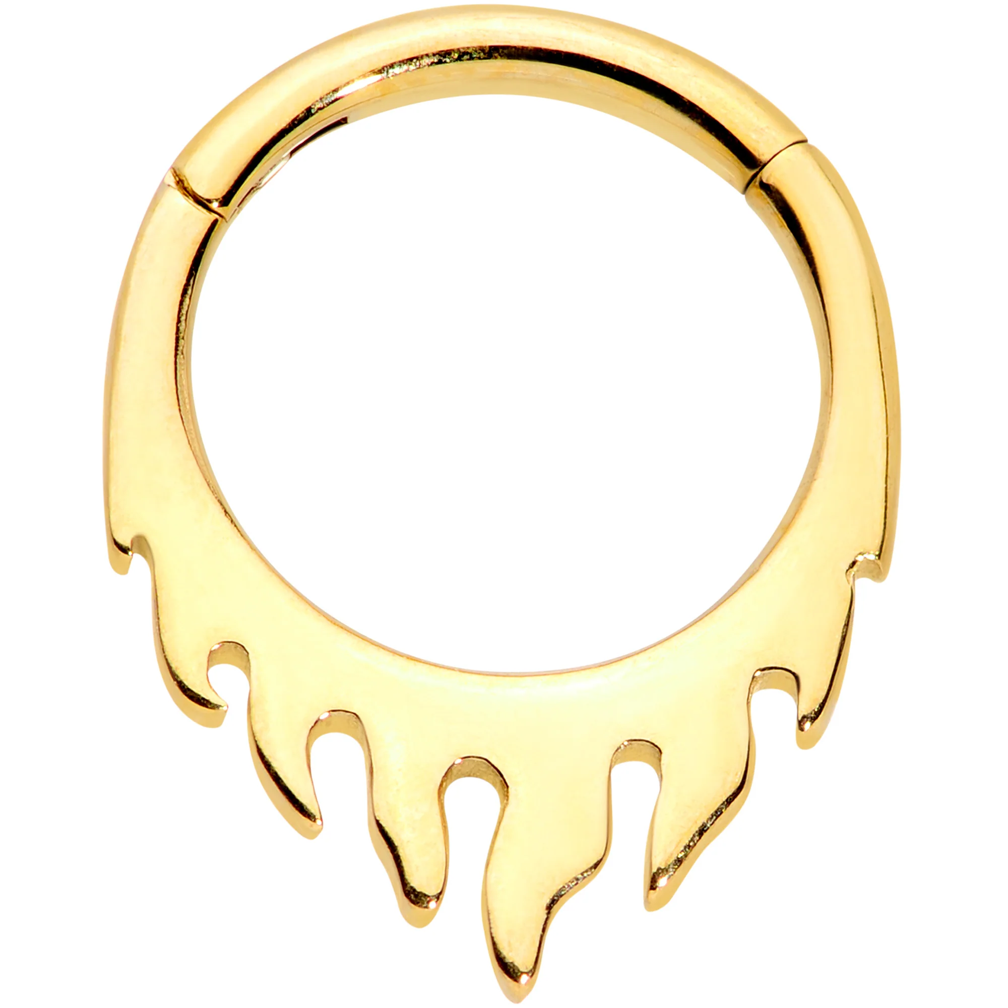 16G 5/16 Gold Tone Flames of Style Fire Hinged Segment Ring
