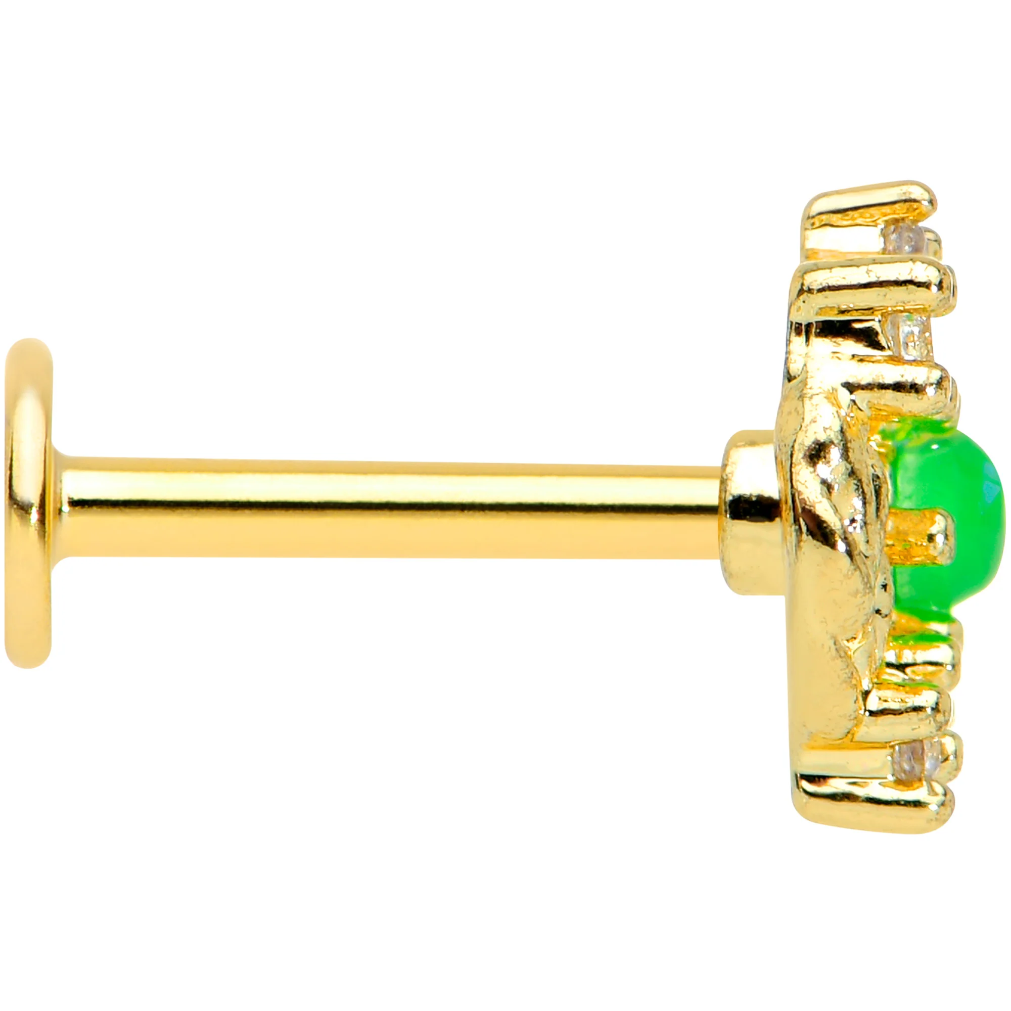 16G 5/16 Green Faux Opal Gold Tone Harvest Wreath Labret Tragus - Image 3
