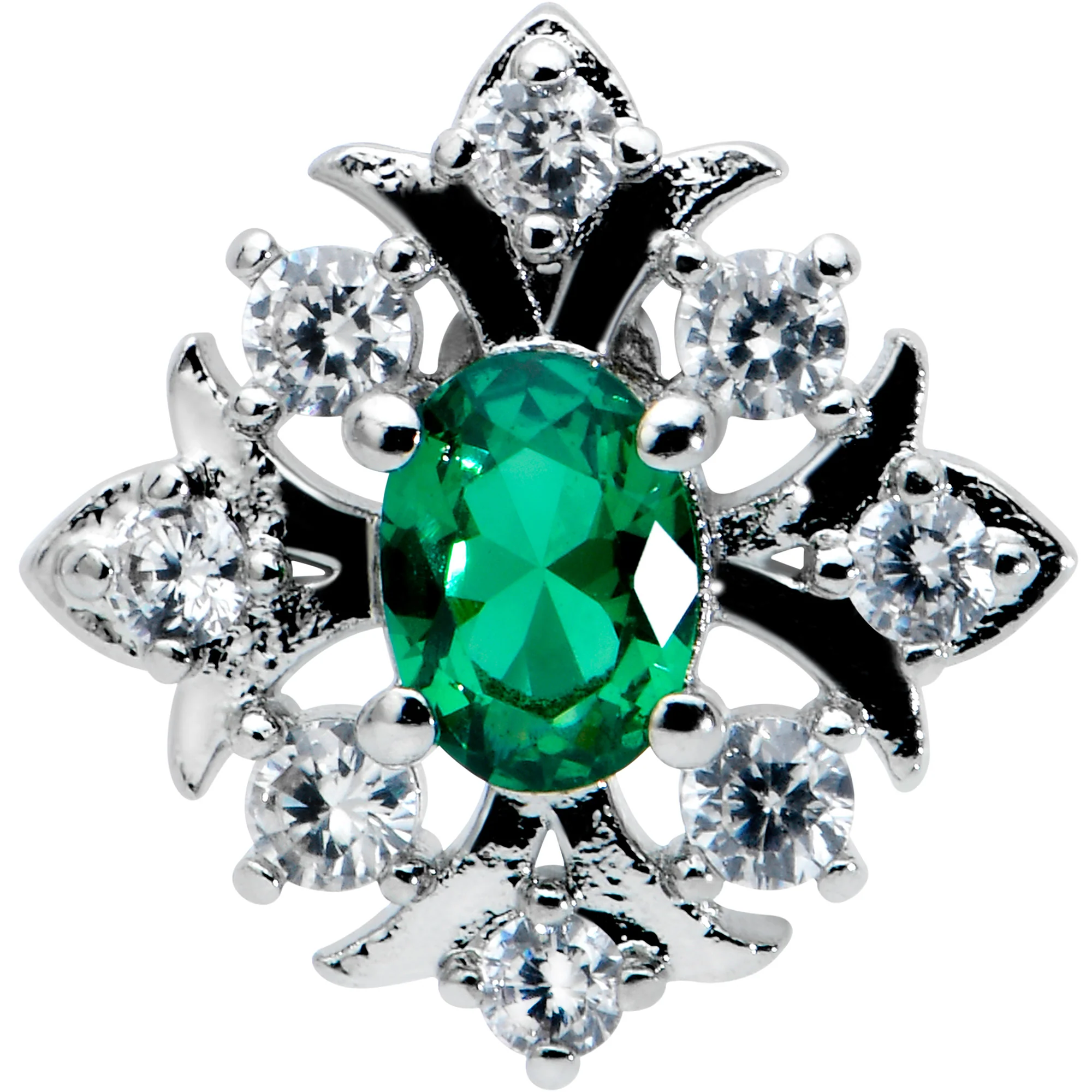 16G 5/16 Green Gem Ornate Art Deco Labret Monroe Tragus - Image 2