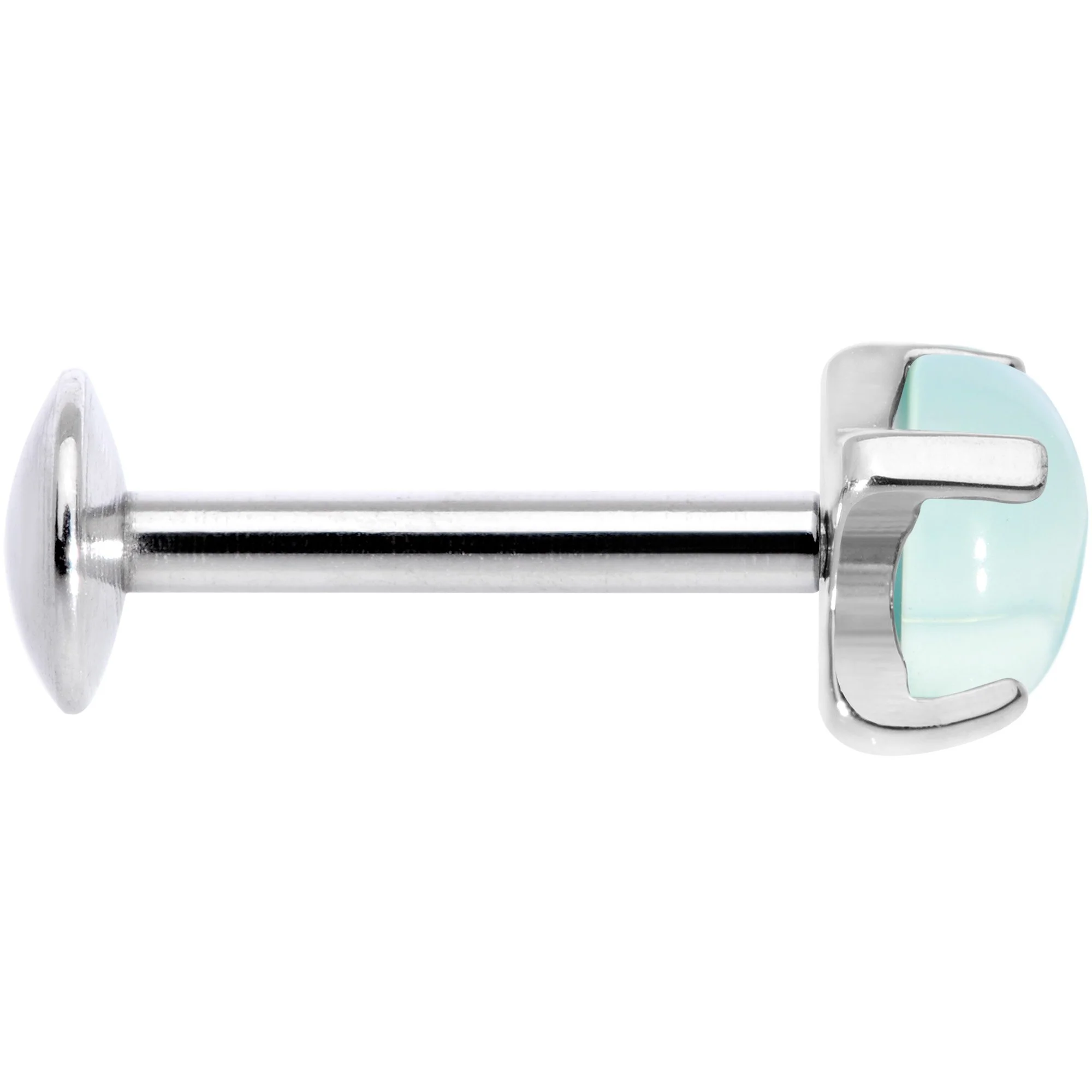 16G 5/16 Green Jade Internally Threaded Labret Monroe Tragus - Image 3