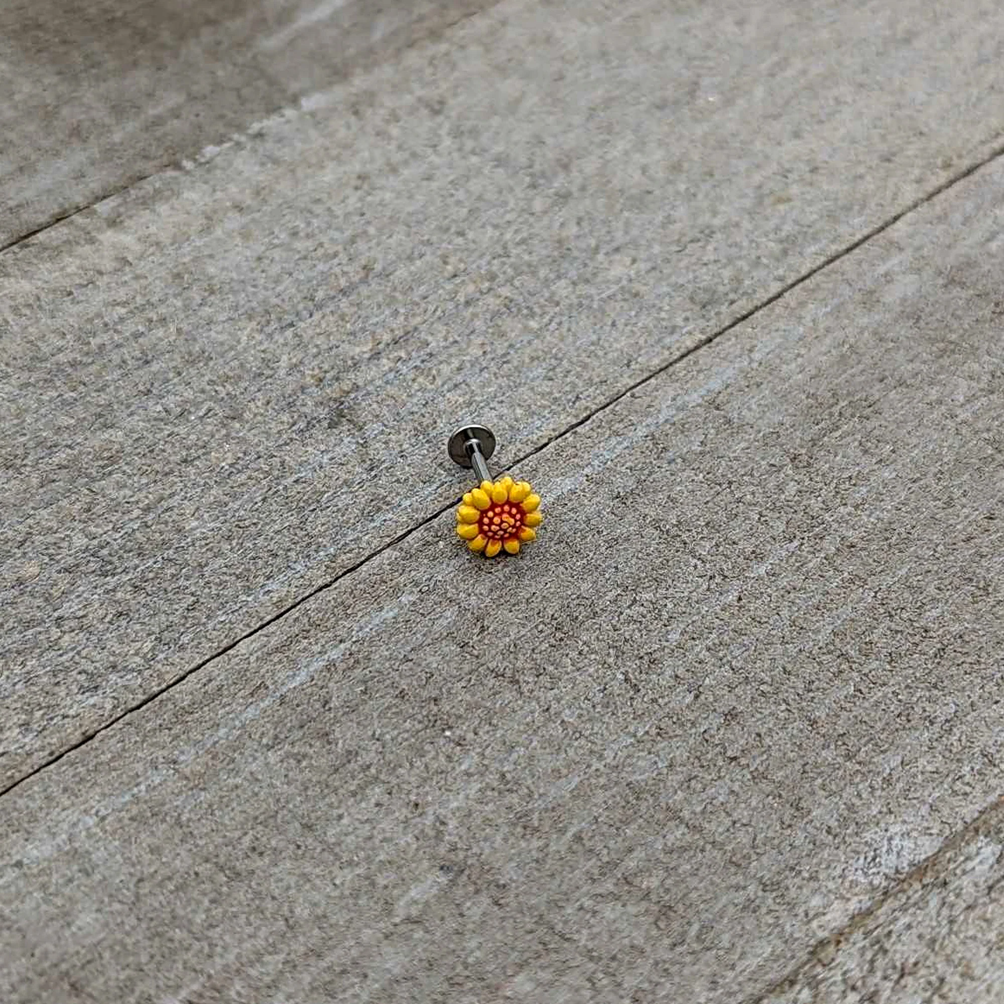 16G 5/16 Happy Sunflower Yellow Labret Monroe Tragus - Image 7