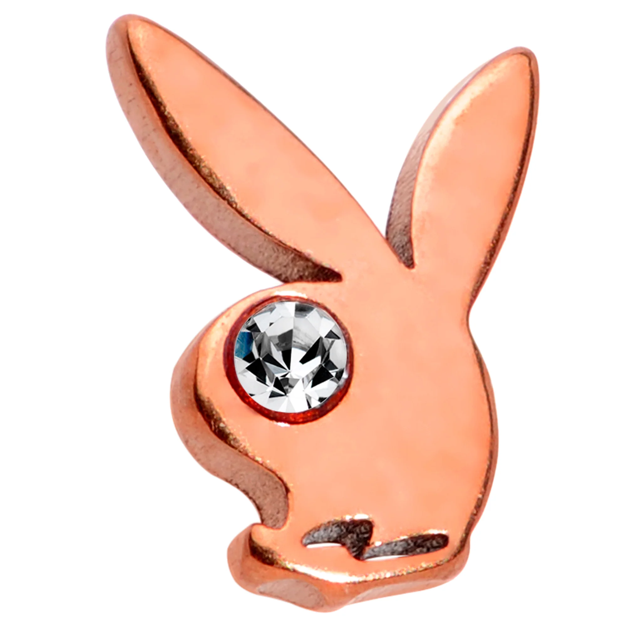 16G 5/16 Licensed Playboy CZ Rose Gold Tone Internal Thread Labret - Image 2