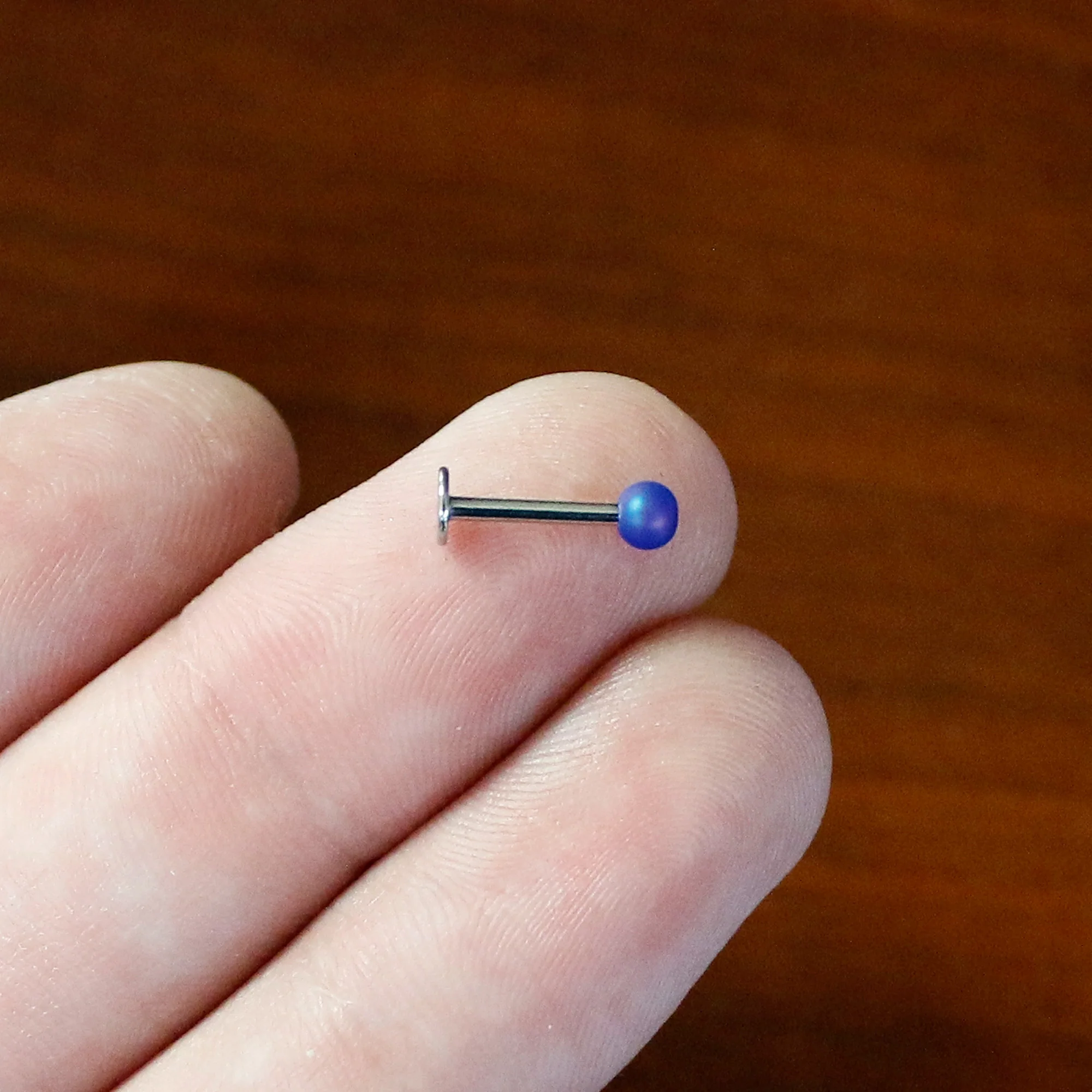 16G 5/16 Matte Blue Aurora Labret Monroe Tragus - Image 8