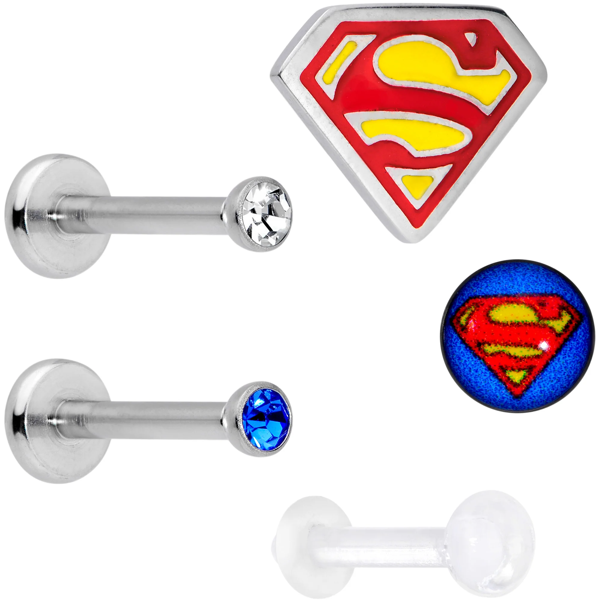 16G 5/16 Officially Licensed Marvel Superman Labret Set of 5 - Image 2
