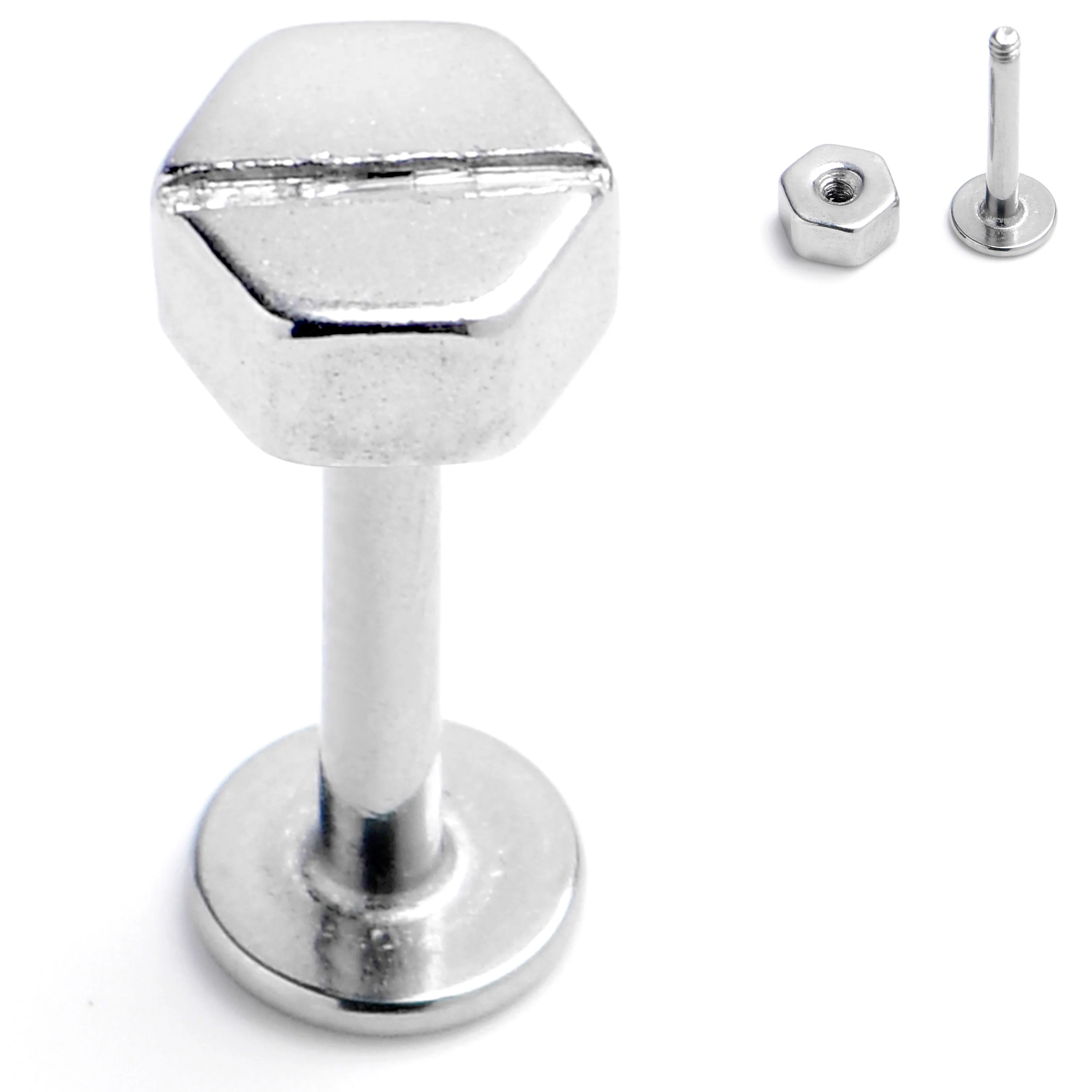 16G 5/16 Optical Illusion Screw Flat Head Labret Monroe Tragus
