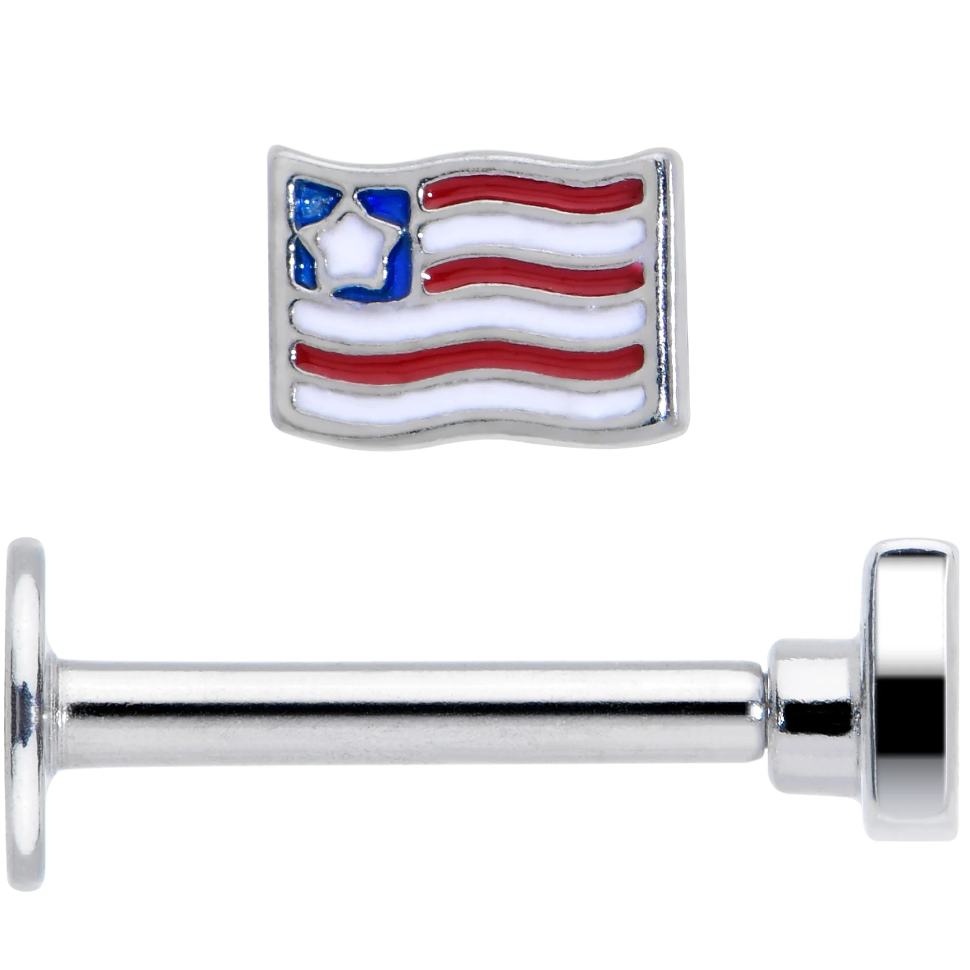 16G 5/16 Patriotic Flag Labret Monroe Tragus - Image 2