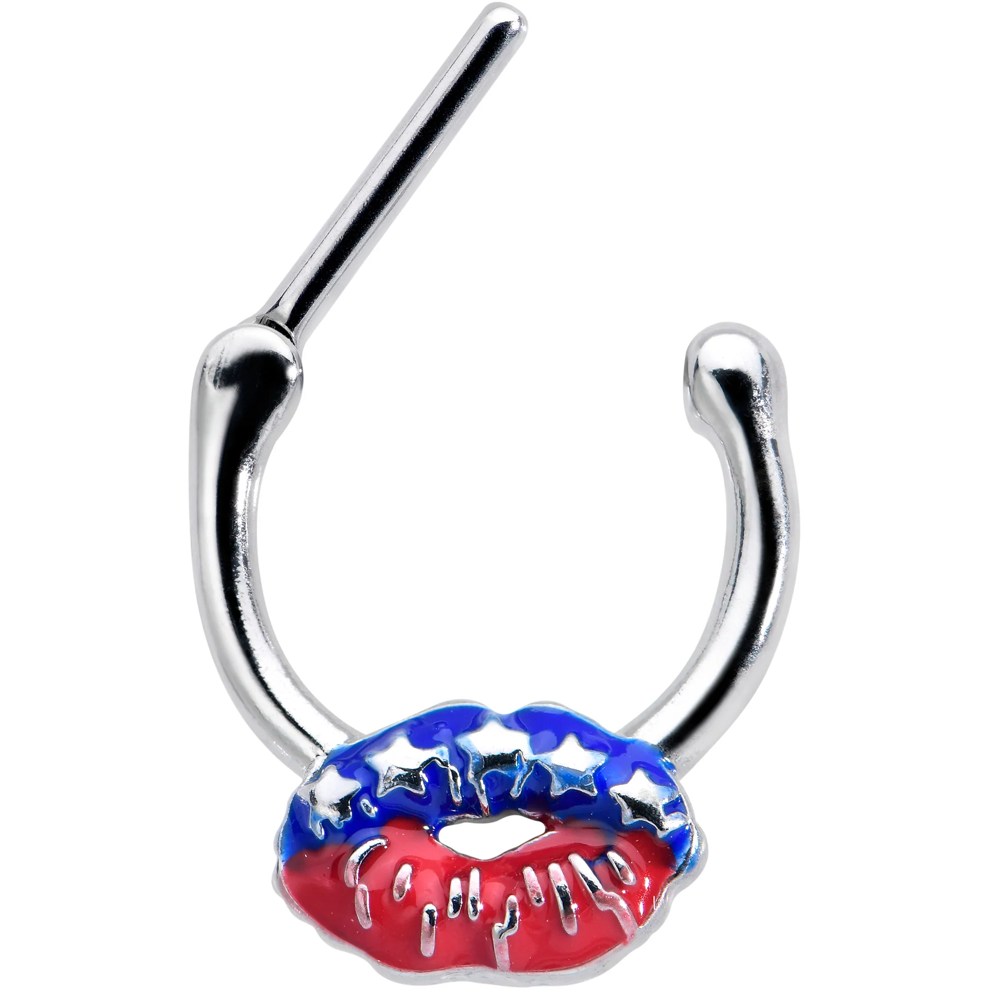 16G 5/16 Patriotic Kissy Lips Cartilage Clicker - Image 2