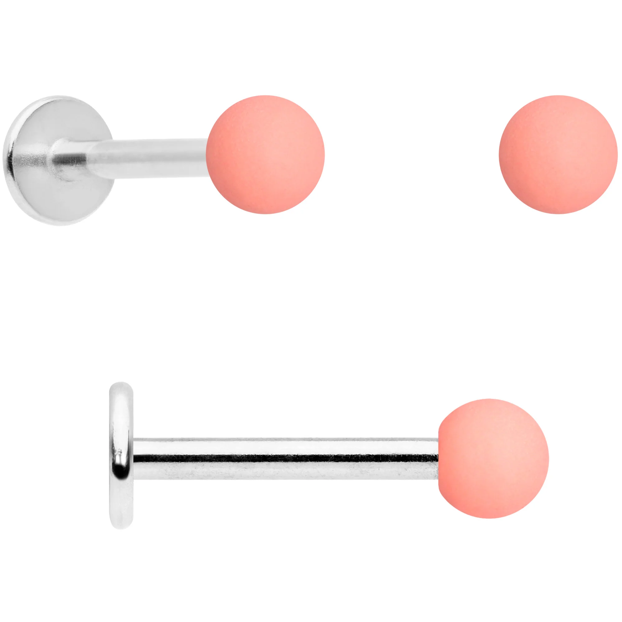 16G 5/16 Peach Brown White Matte Labret Monroe Tragus Set of 4 - Image 3