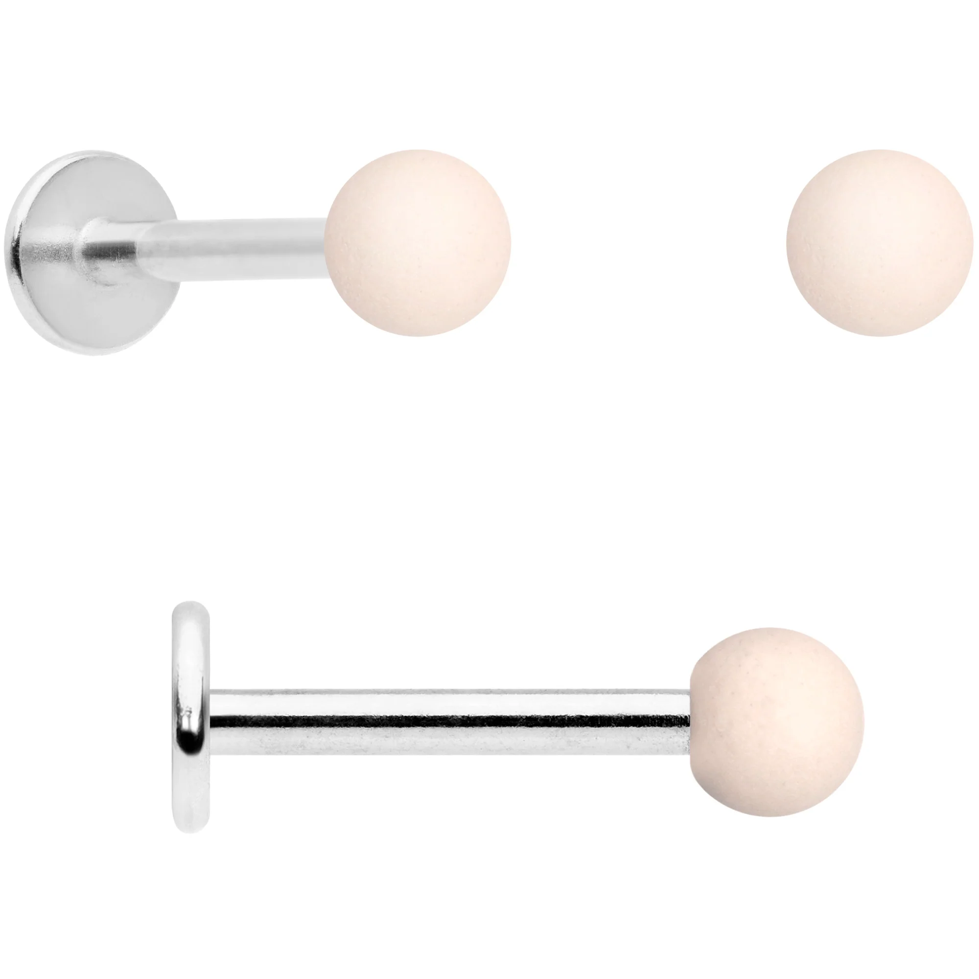 16G 5/16 Peach Brown White Matte Labret Monroe Tragus Set of 4 - Image 5