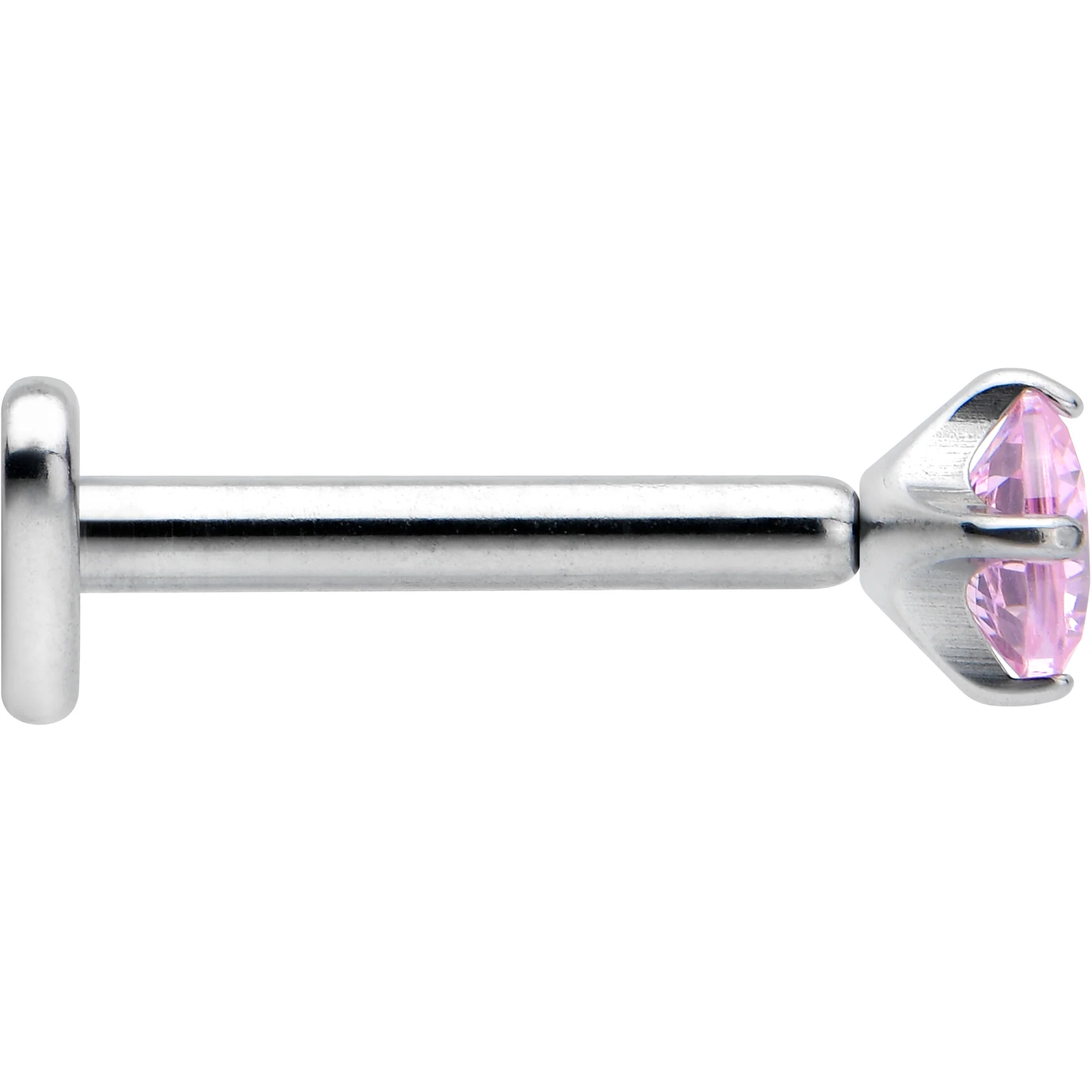 16G 5/16 Pink CZ ASTM F-136 Implant Grade Titanium Threadless Heart End Labret - Image 3