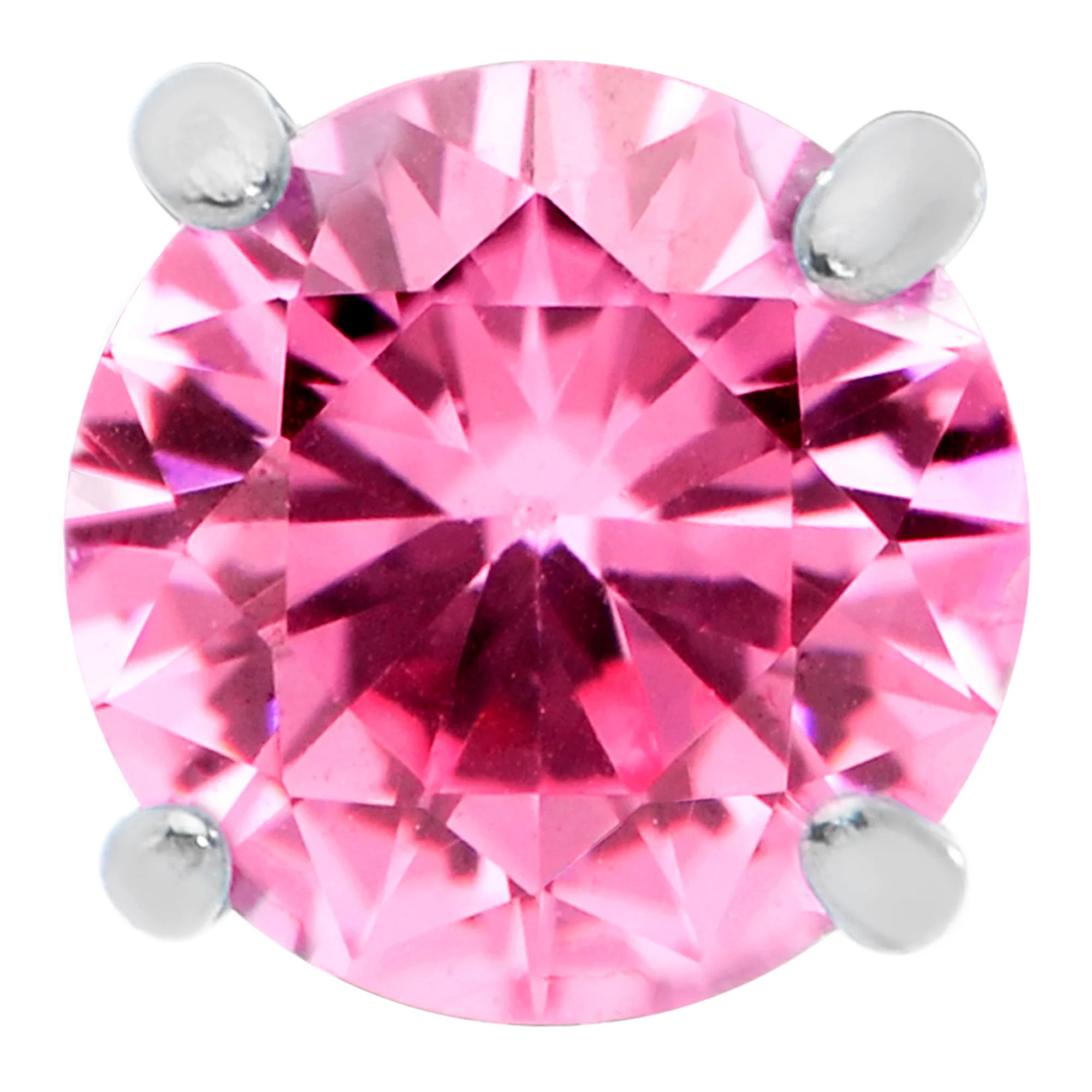 16G 5/16 Pink CZ Gem G23 Titanium Threadless Flower Labret Tragus - Image 3
