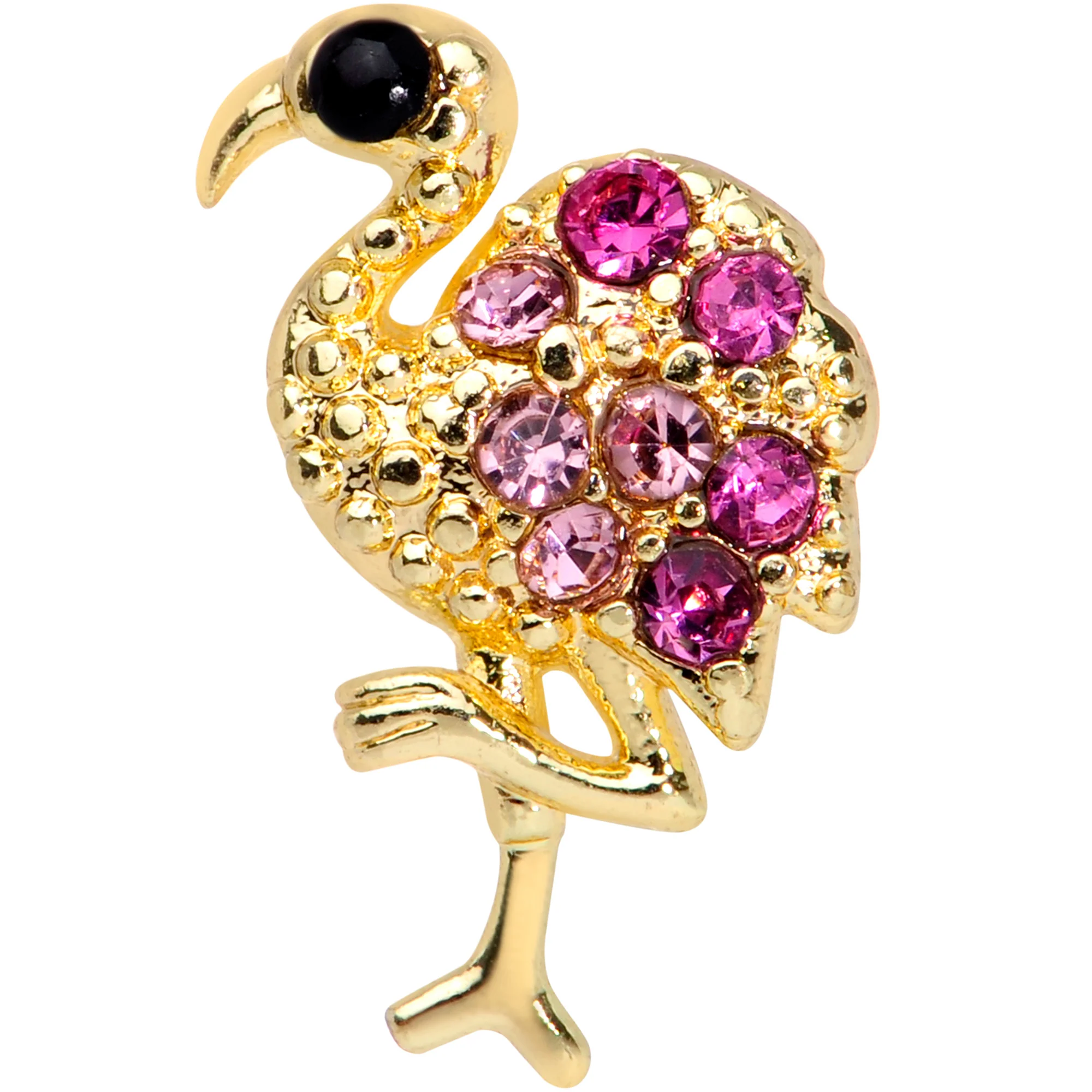 16G 5/16 Pink Gem Gold Tone Fashion Flamingo Labret Monroe Tragus - Image 2