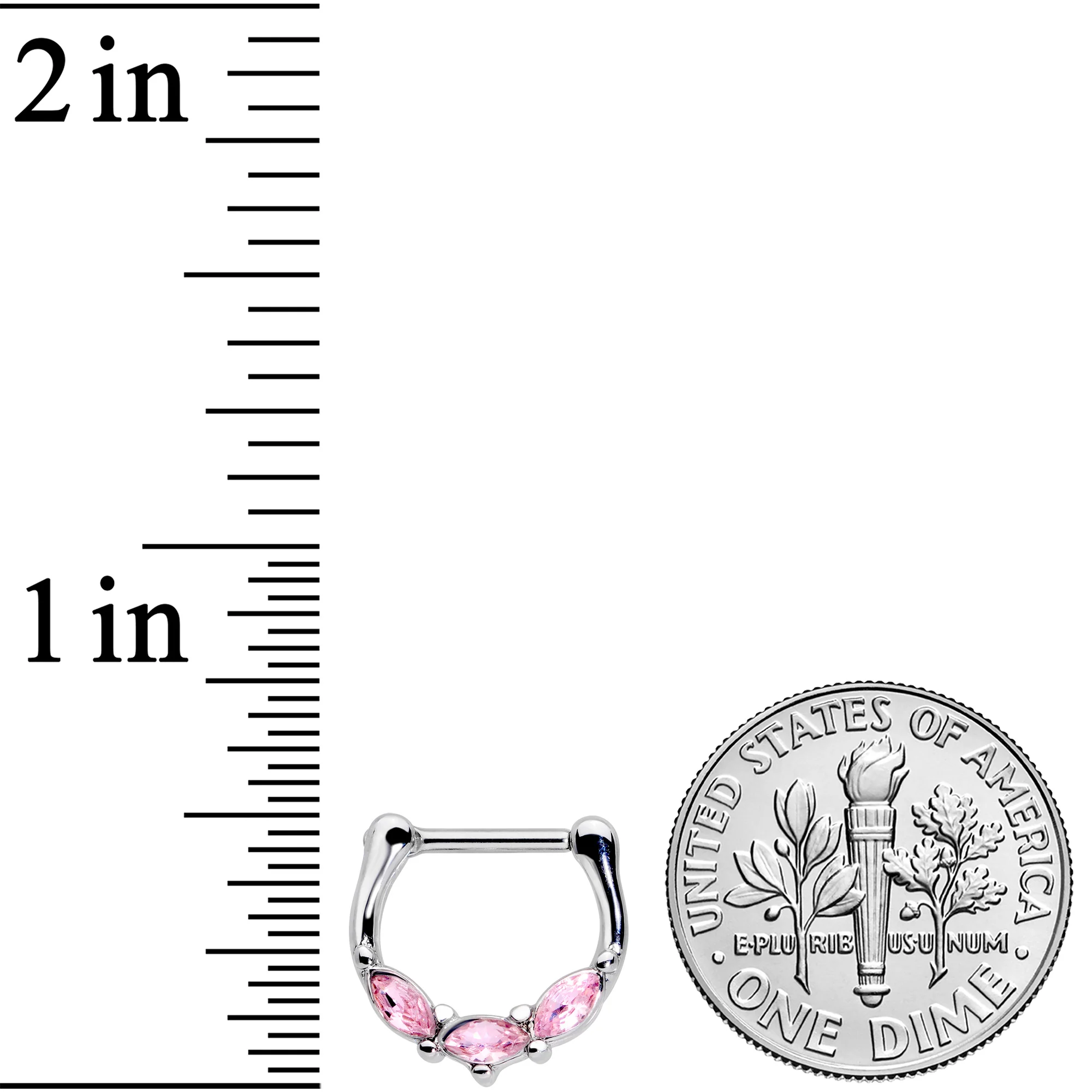 16G 5/16 Pink Gem Oval Trio Cartilage Clicker - Image 3