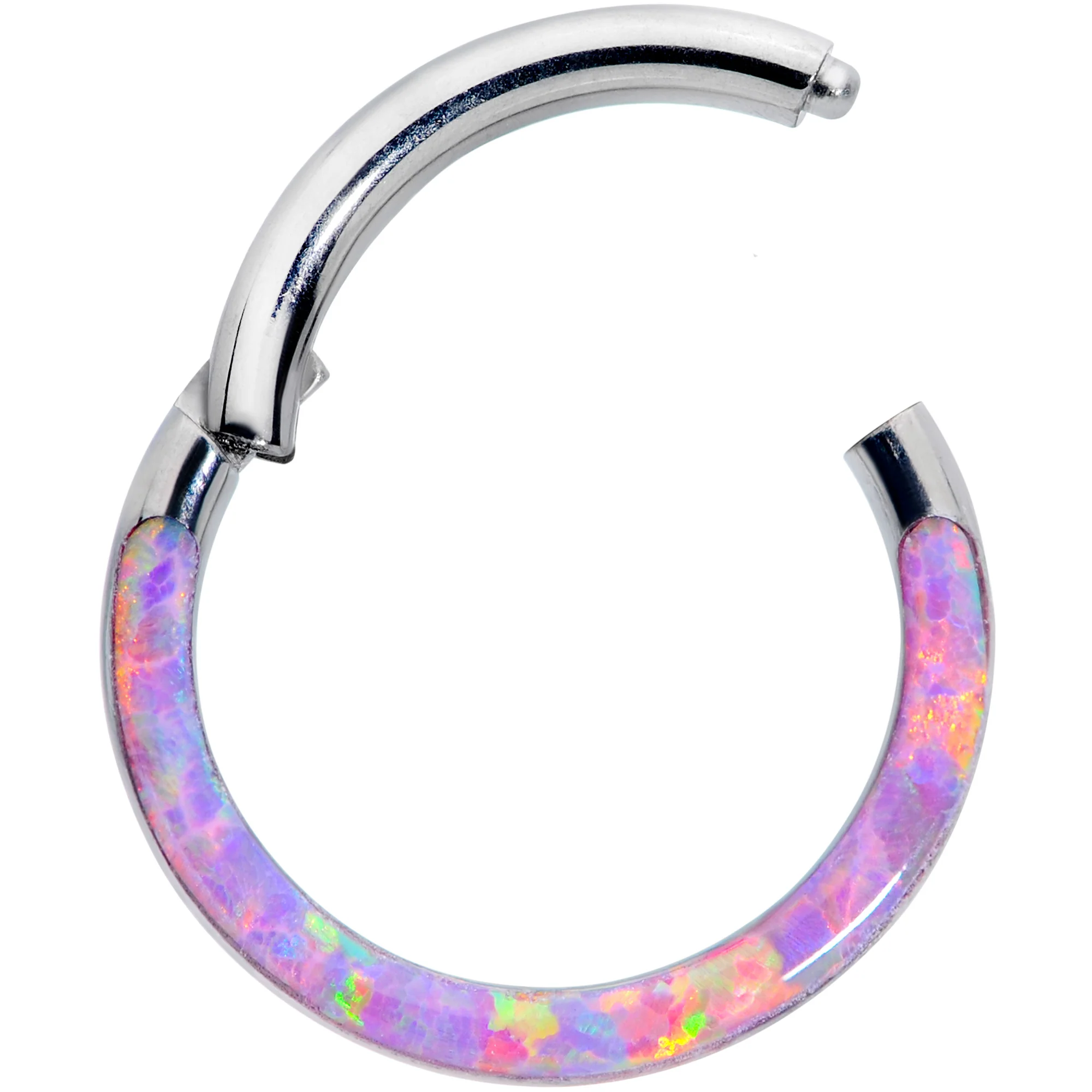 16G 5/16 Pink Synthetic Opal Implant Grade Titanium Segment Ring - Image 2