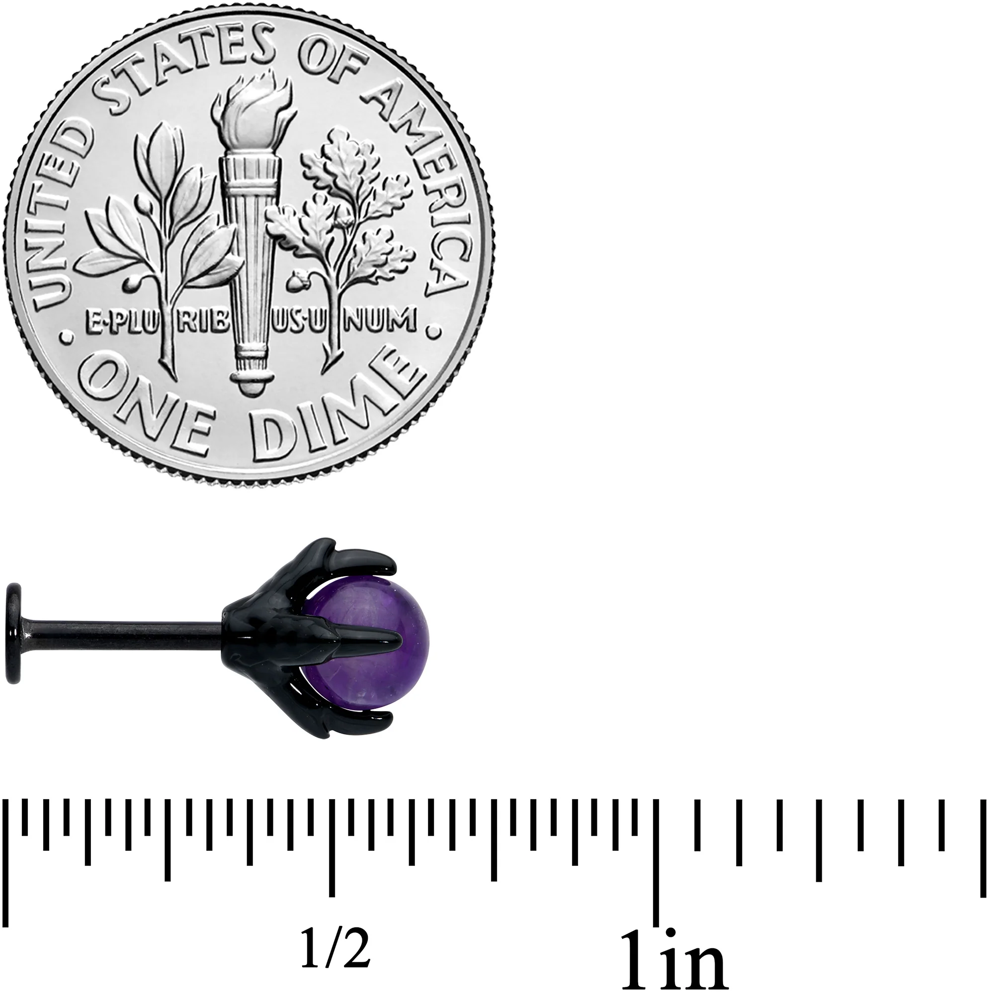 16G 5/16 Purple Amethyst Black Claw Hand Labret Monroe Tragus - Image 4