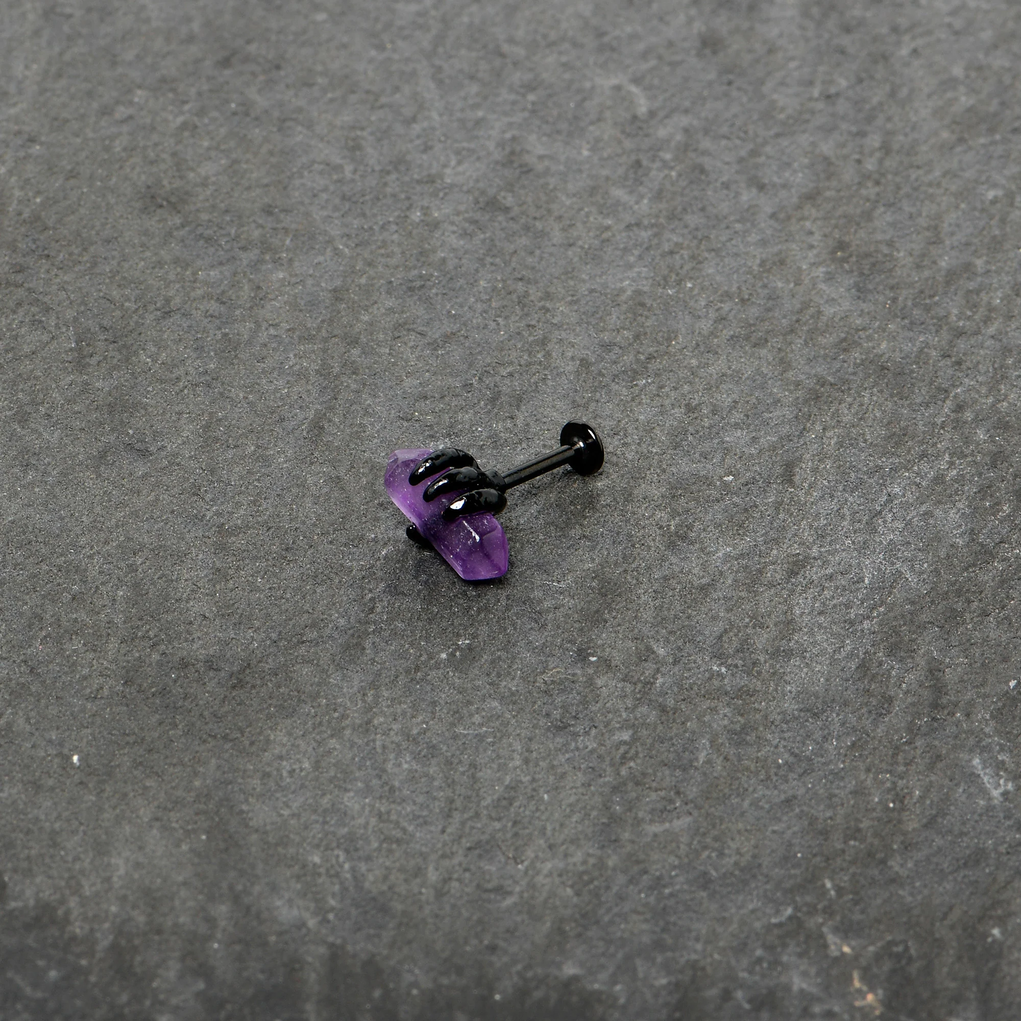 16G 5/16 Purple Amethyst Black Claw Obelisk Labret Monroe Tragus - Image 6
