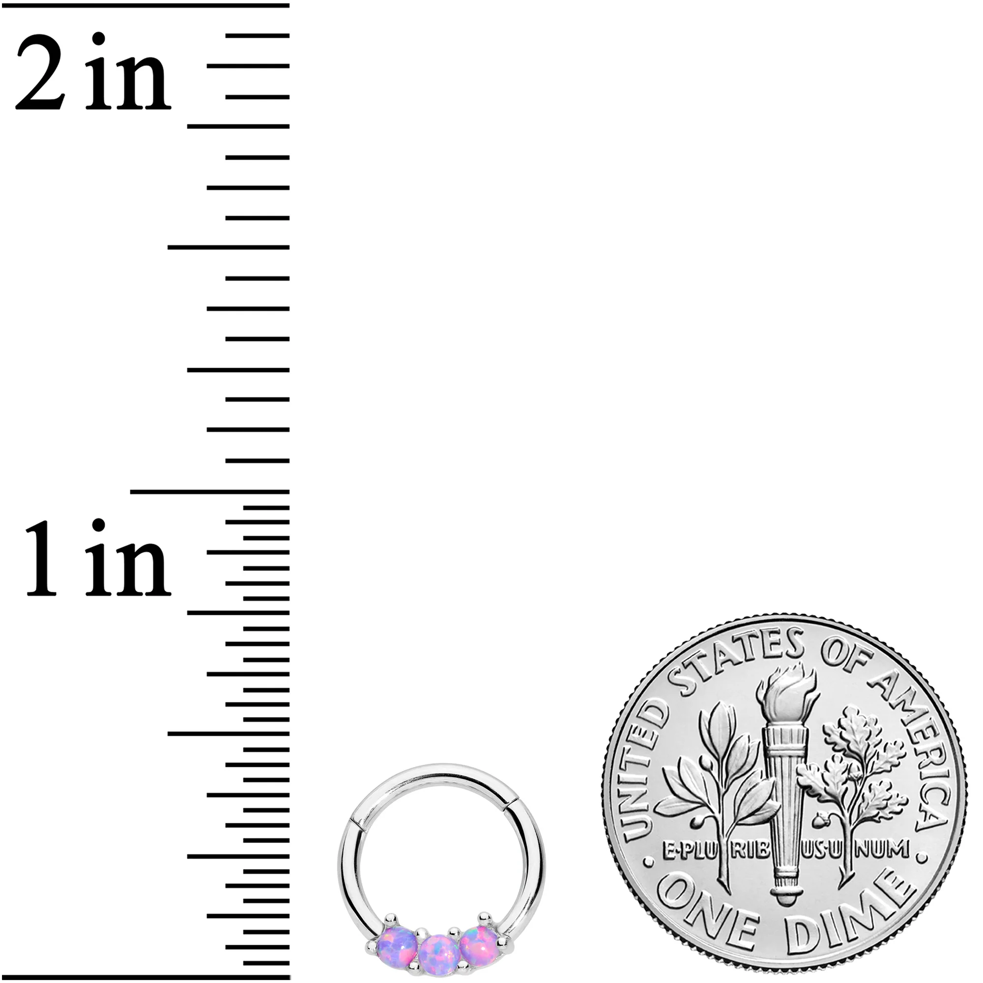 16G 5/16 Purple Synthetic Opal Trio Hinged Segment Ring - Image 3