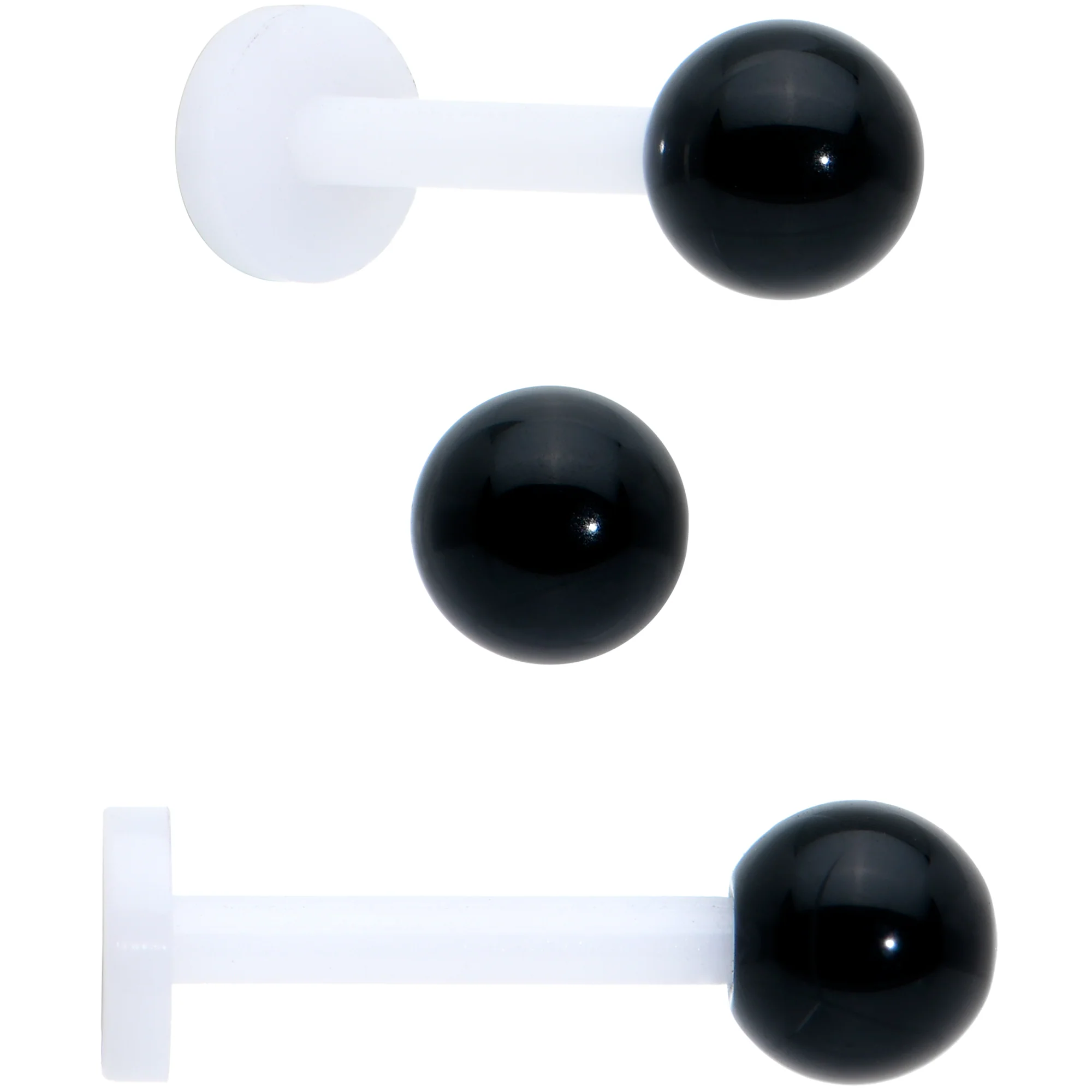 16G 5/16 Red CZ Gem Black Skull Passion Heart Labret Tragus Curation Set of 3 - Image 4