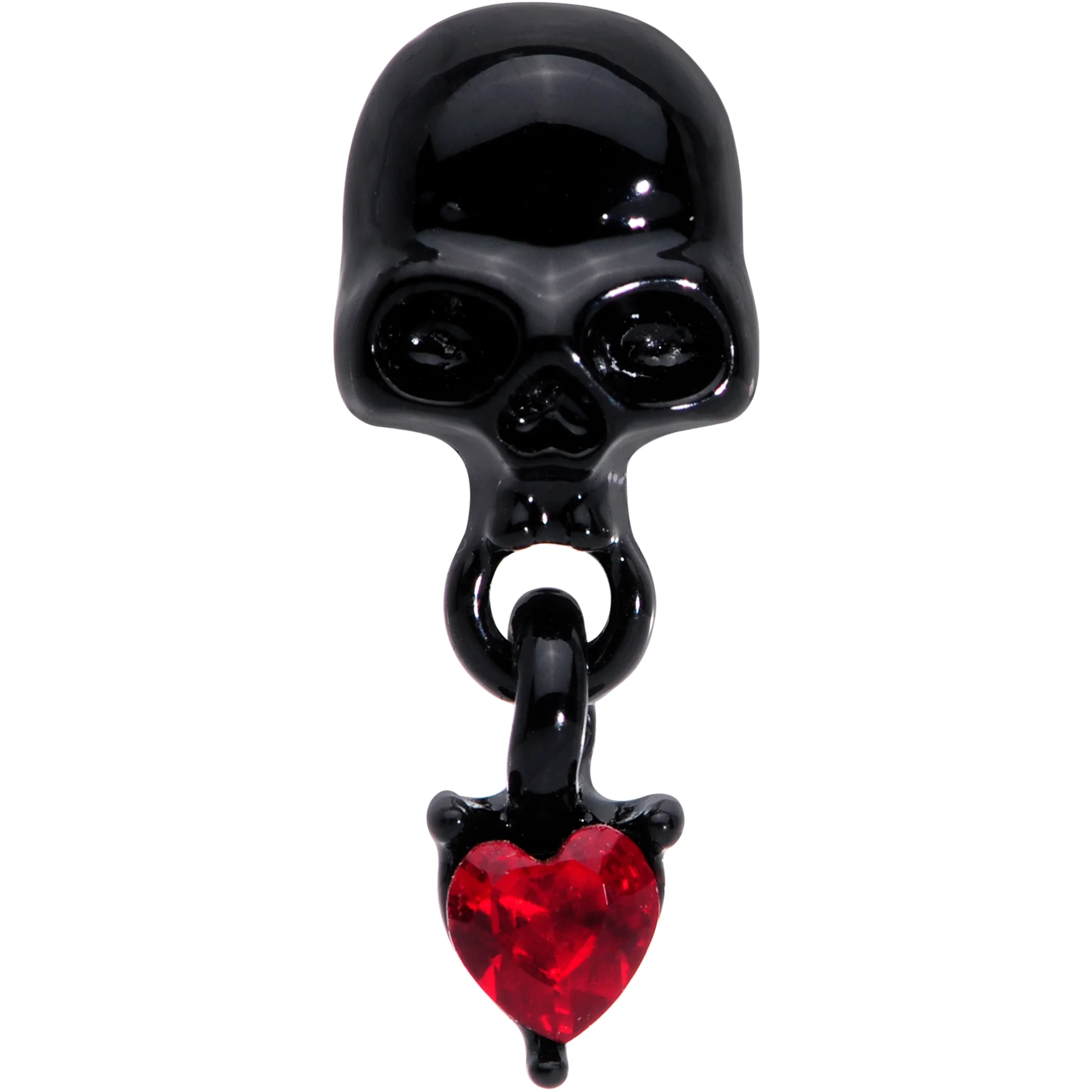16G 5/16 Red CZ Gem Heart Black Skull Halloween Labret Tragus - Image 2