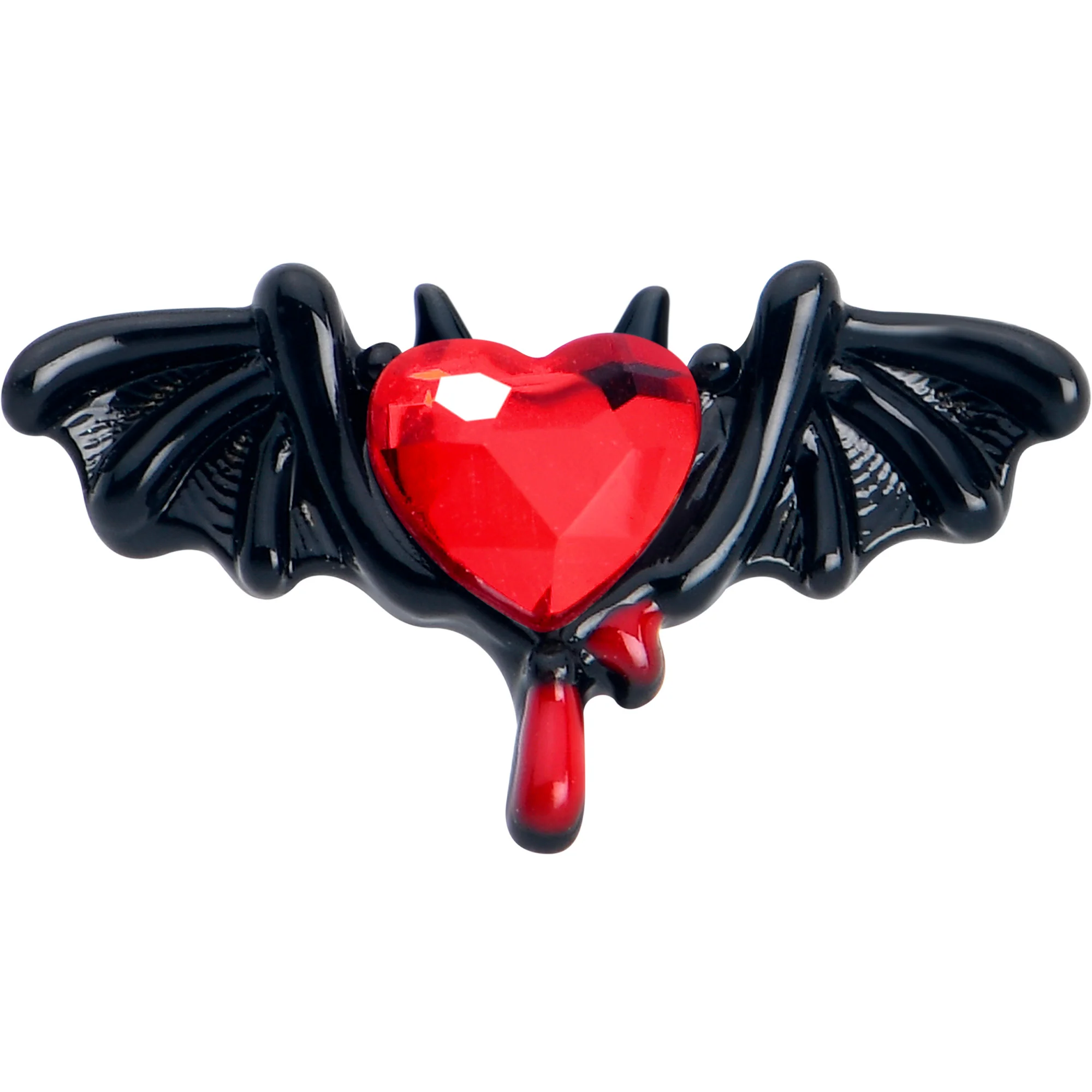 16G 5/16 Red Gem Black Bleeding Heart Bat Labret Monroe Tragus - Image 2