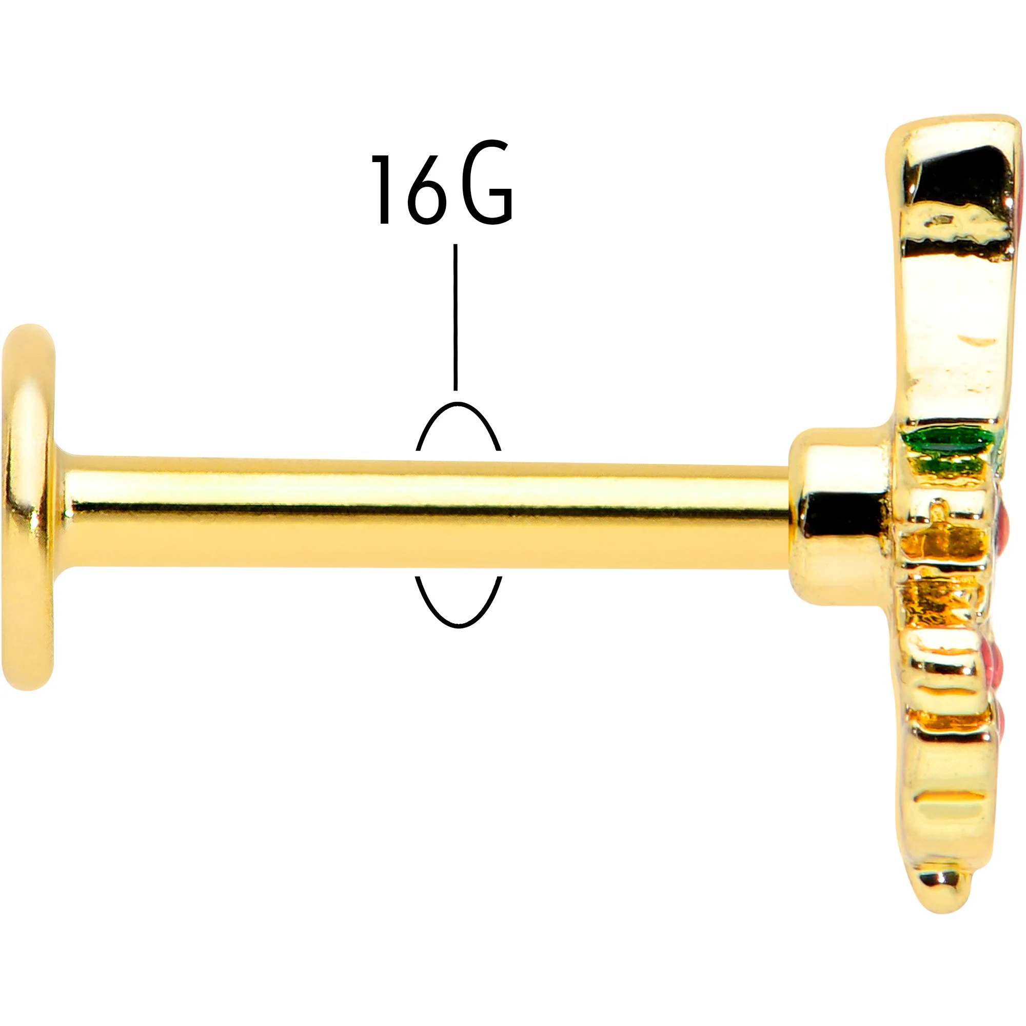 16G 5/16 Red Gem Gold Tone Deco Holiday Tree Labret Monroe Tragus - Image 5