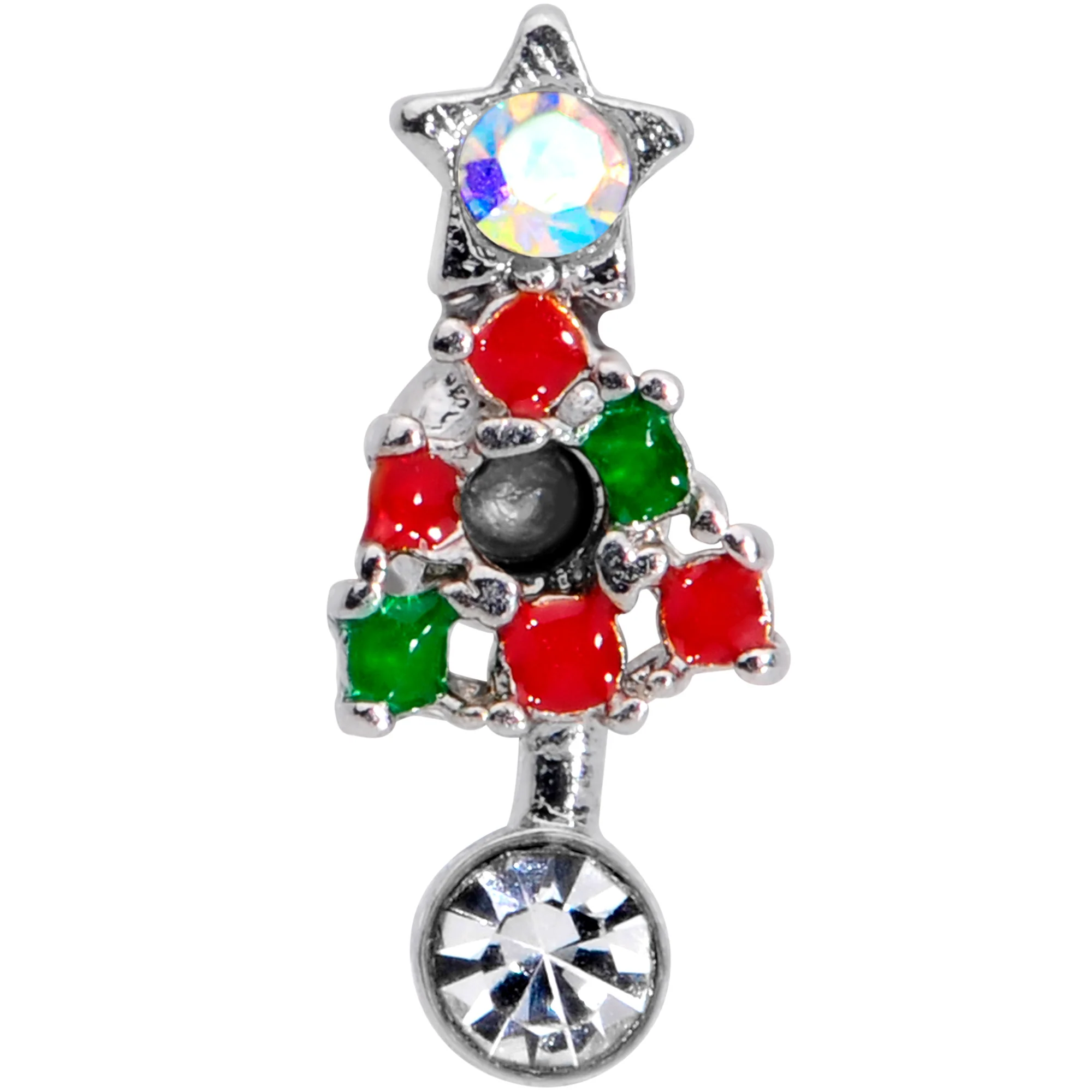 16G 5/16 Red Green Gem Christmas Tree Labret Monroe Tragus - Image 2