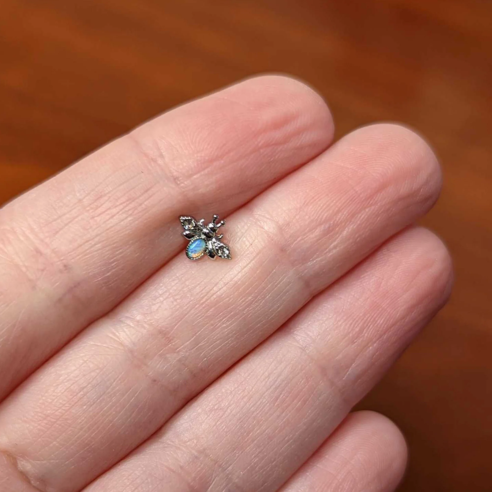 16G 5/16 White Synthetic Opal Insect Labret Monroe Tragus - Image 5