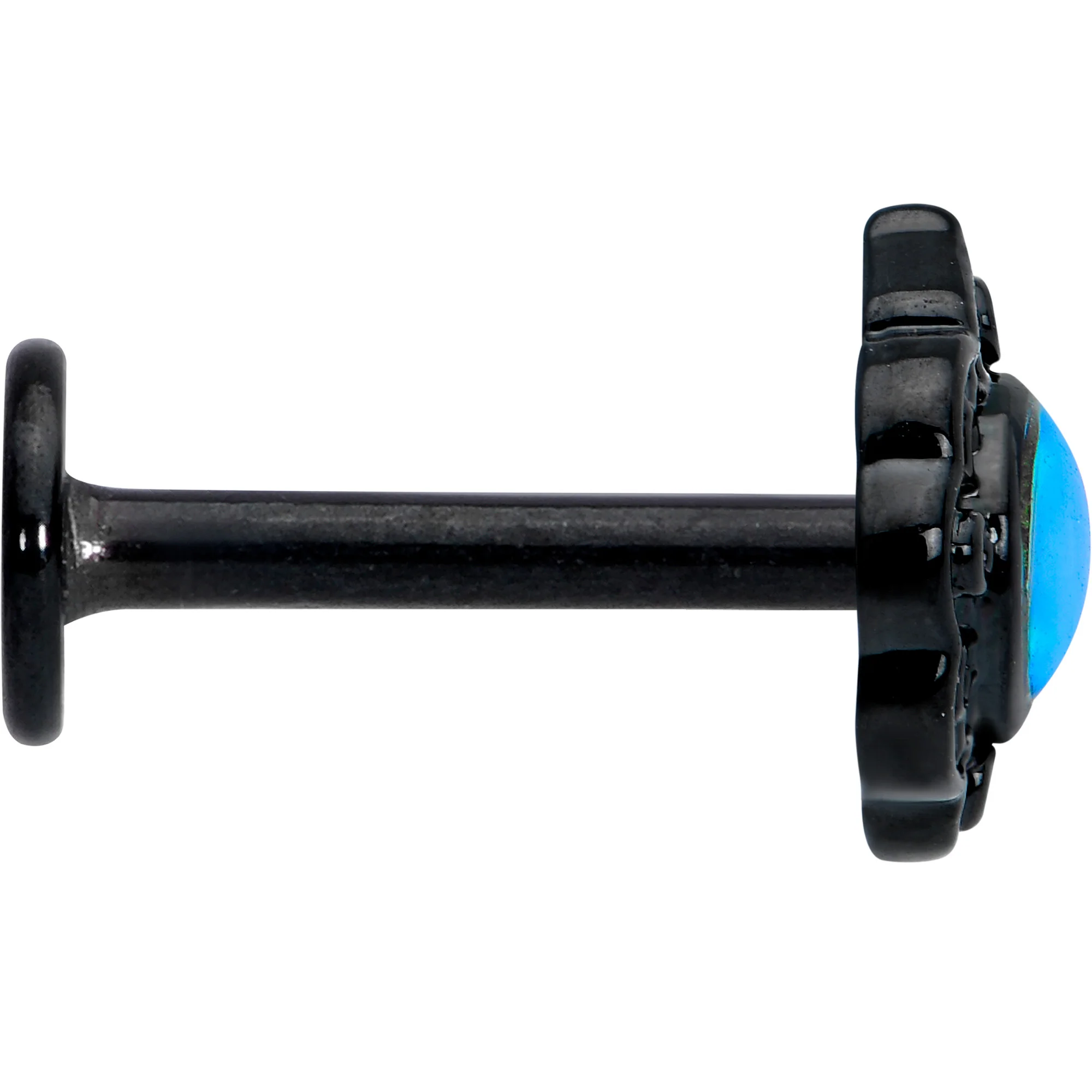 16G 5/16 White Tourmaline Black Filigree Labret Monroe Tragus - Image 3