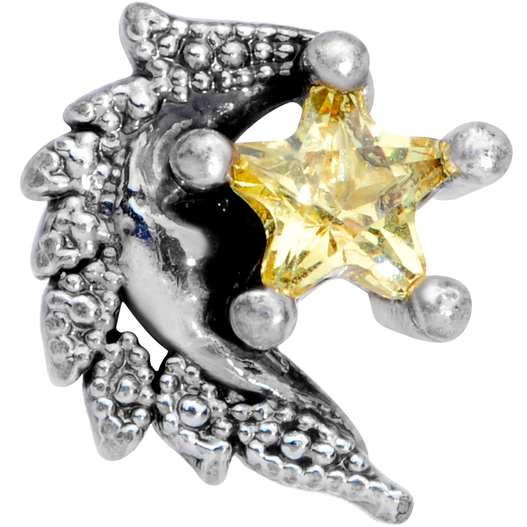 16G 5/16 Yellow Gem Shooting Star Labret Monroe Tragus - Image 2