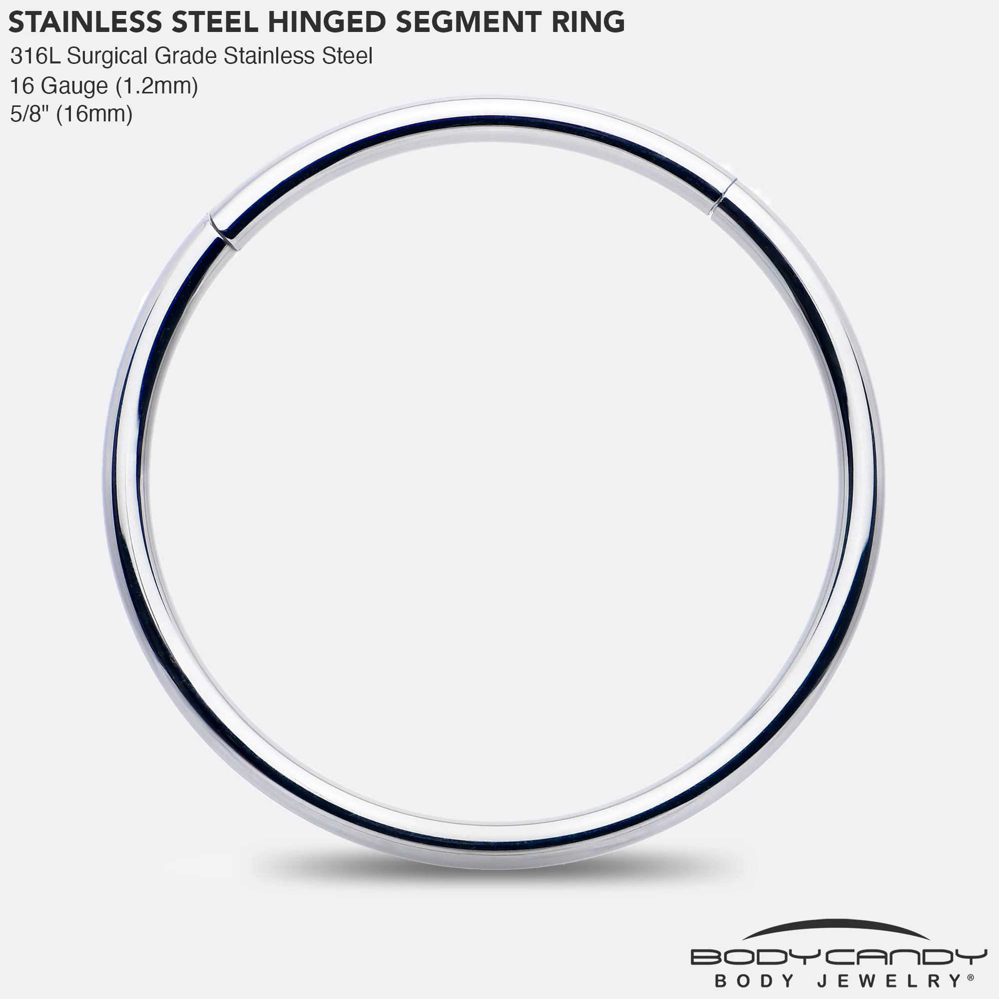 16G 5/8 316L Surgical Steel Precision Hinged Segment Hoop - Image 4