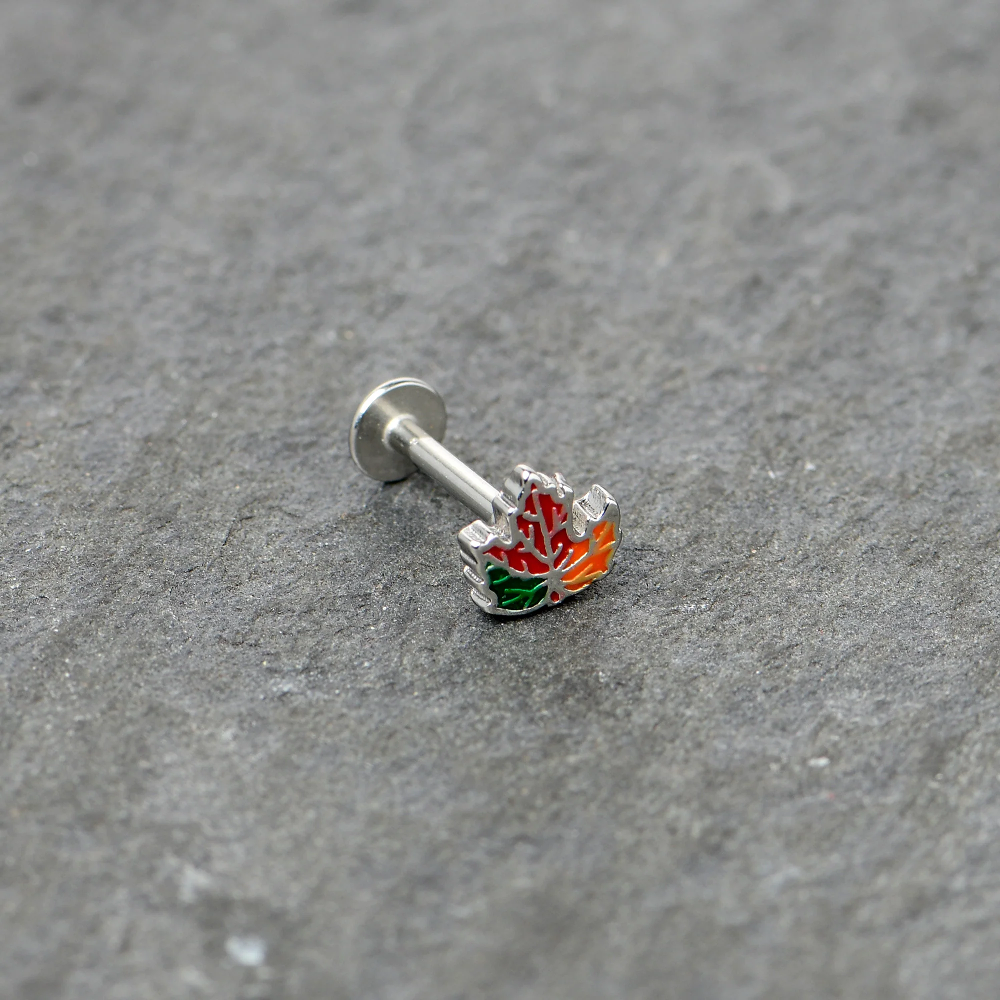 16G 5/16 Autumn Tricolor Red Maple Leaf Labret Monroe Tragus - Image 5