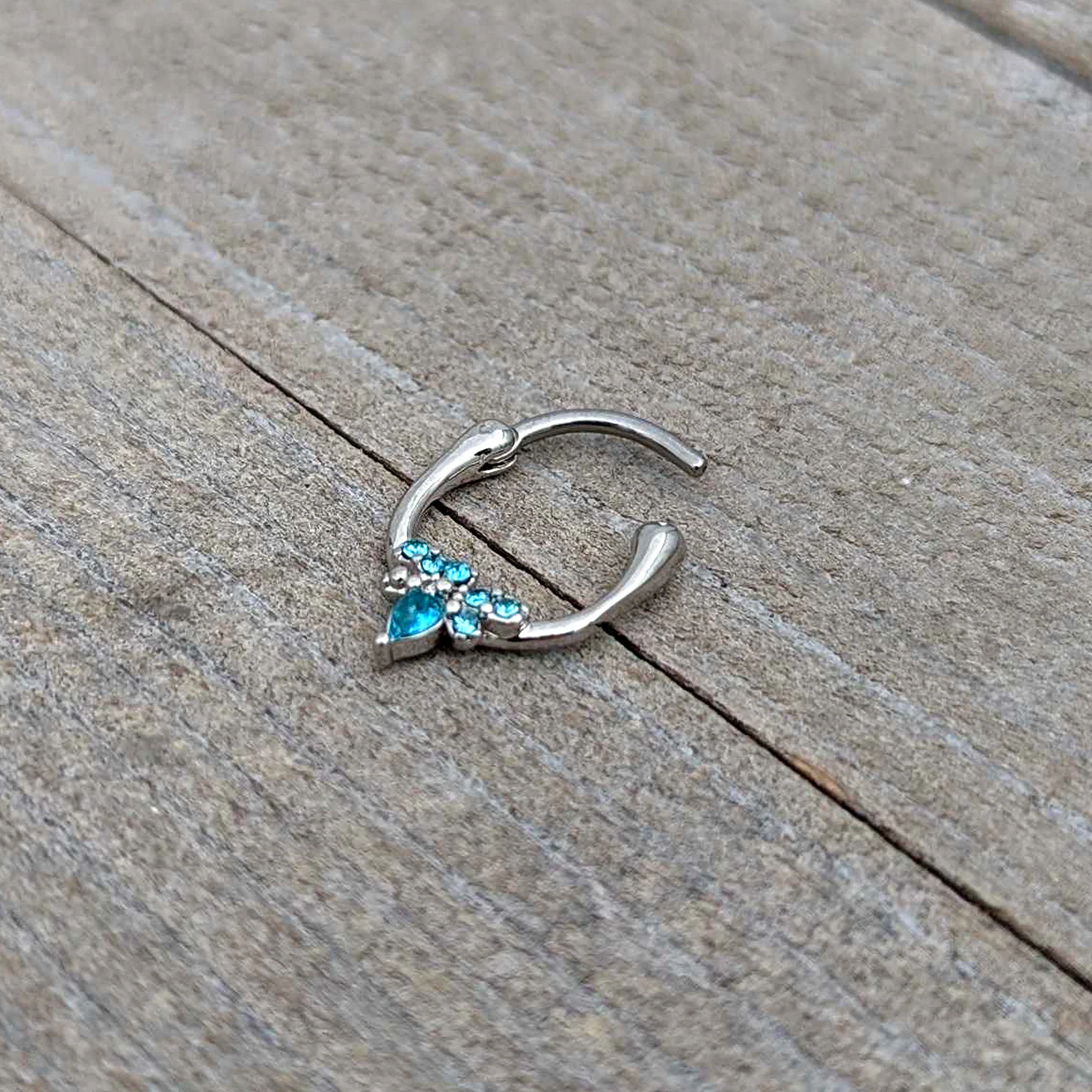 16G 5/16 Blue Gem Bee Glamour Cartilage Clicker - Image 7